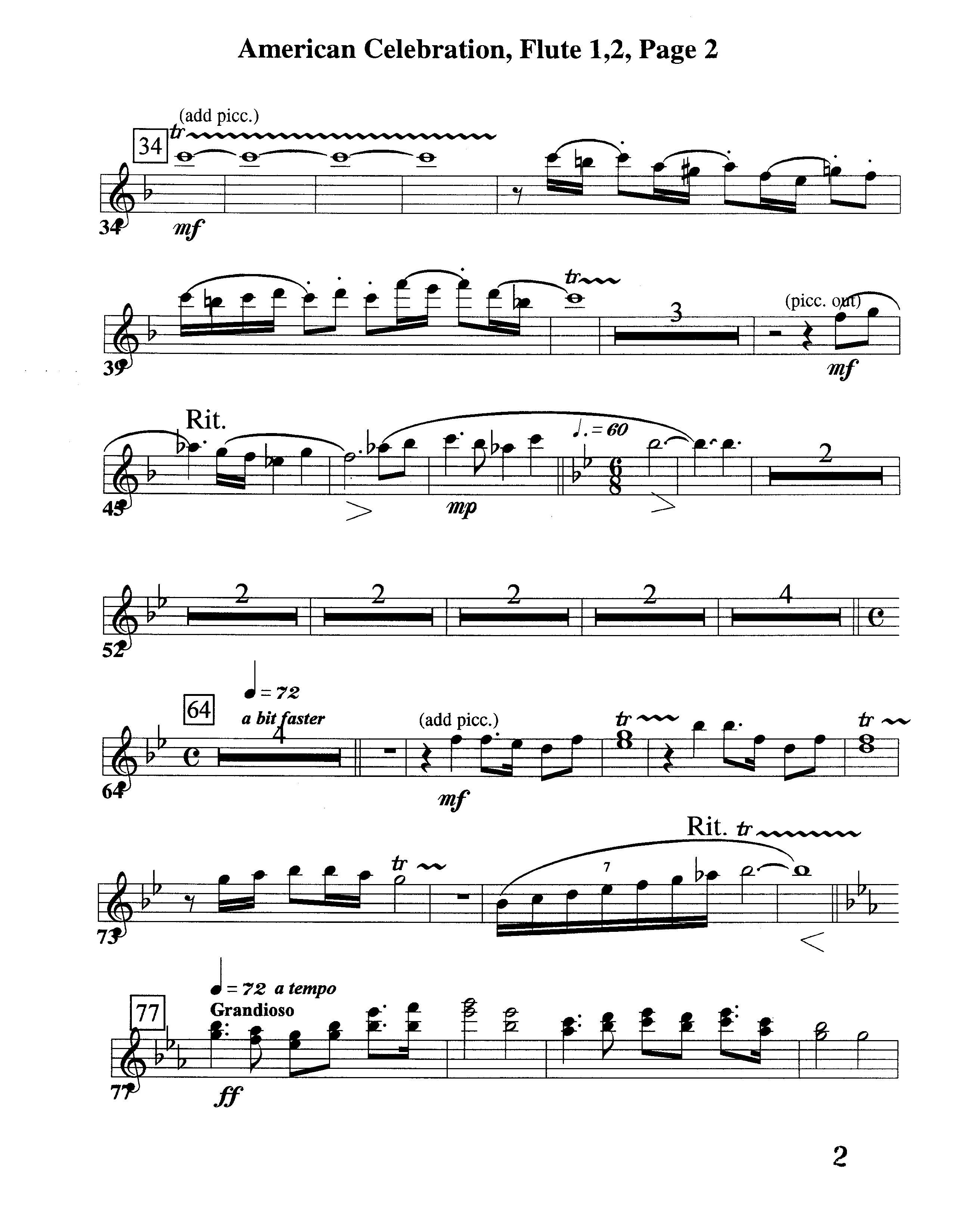 American Celebration (Instrumental) Flute 1/2 (Word Music / Arr. Jeff Cranfill)
