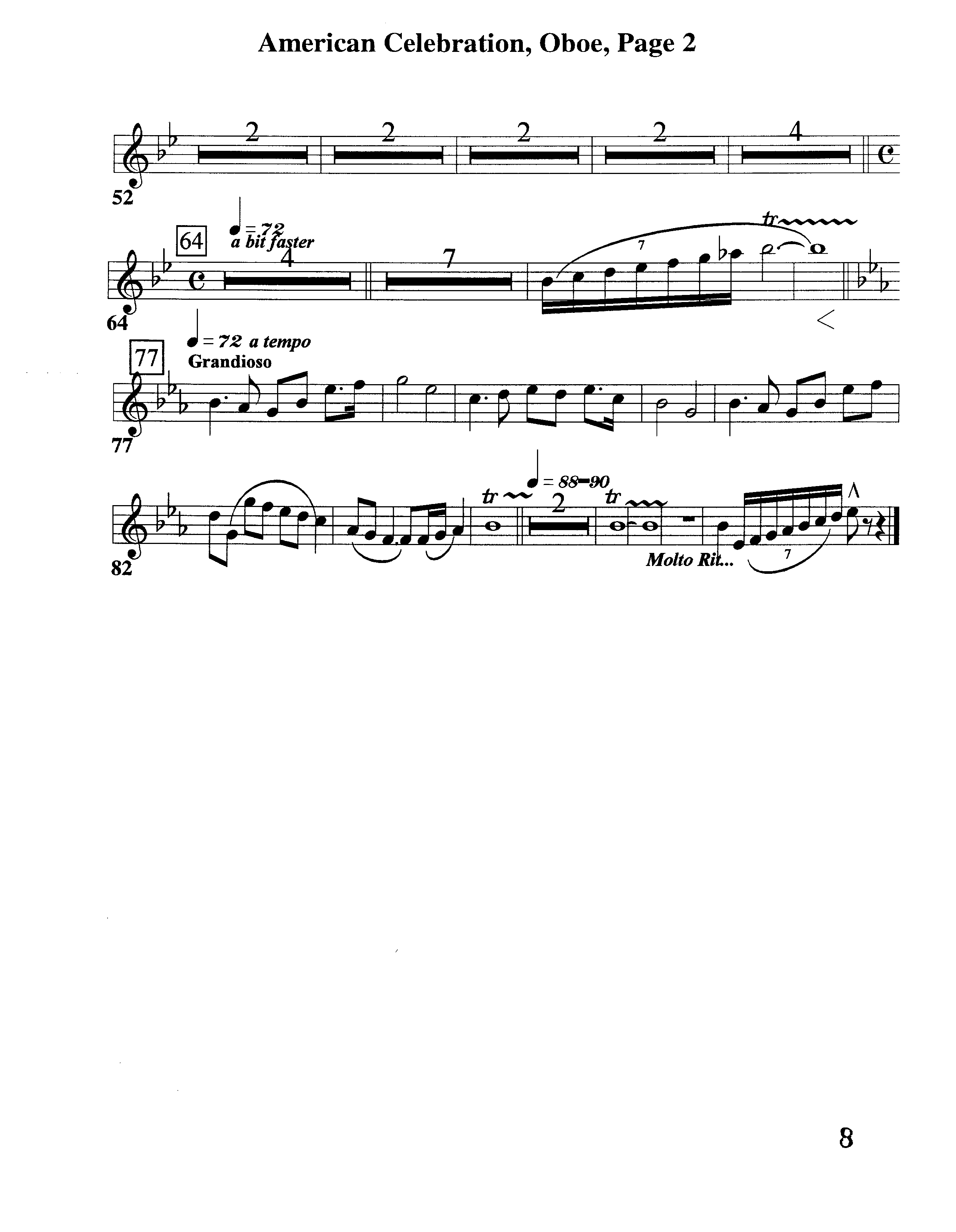 American Celebration (Instrumental) Oboe (Word Music / Arr. Jeff Cranfill)
