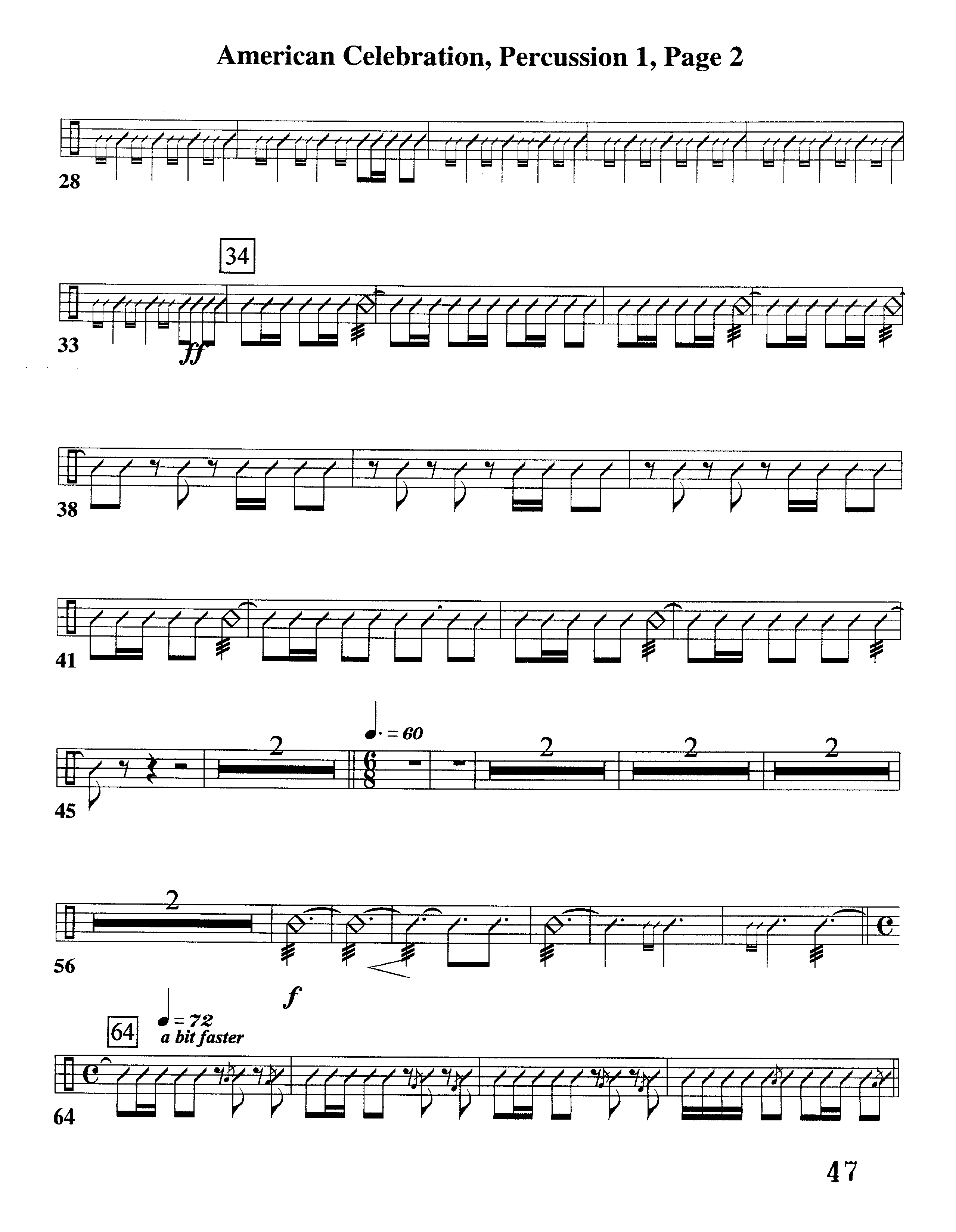American Celebration (Instrumental) Percussion 1/2 (Word Music / Arr. Jeff Cranfill)