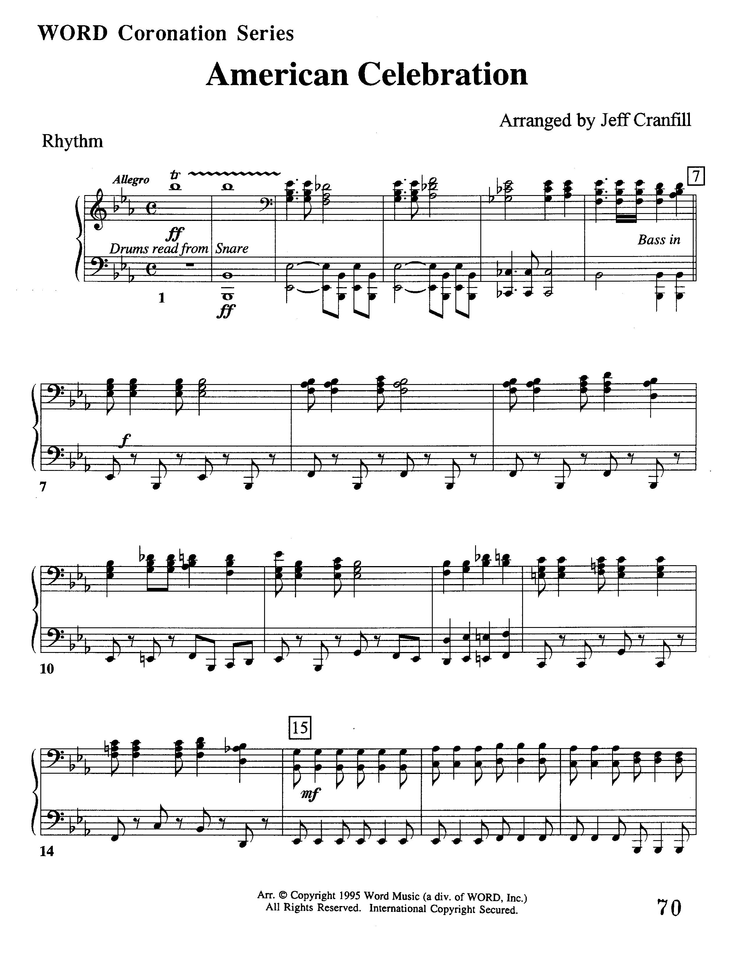American Celebration (Instrumental) Rhythm Chart (Word Music / Arr. Jeff Cranfill)