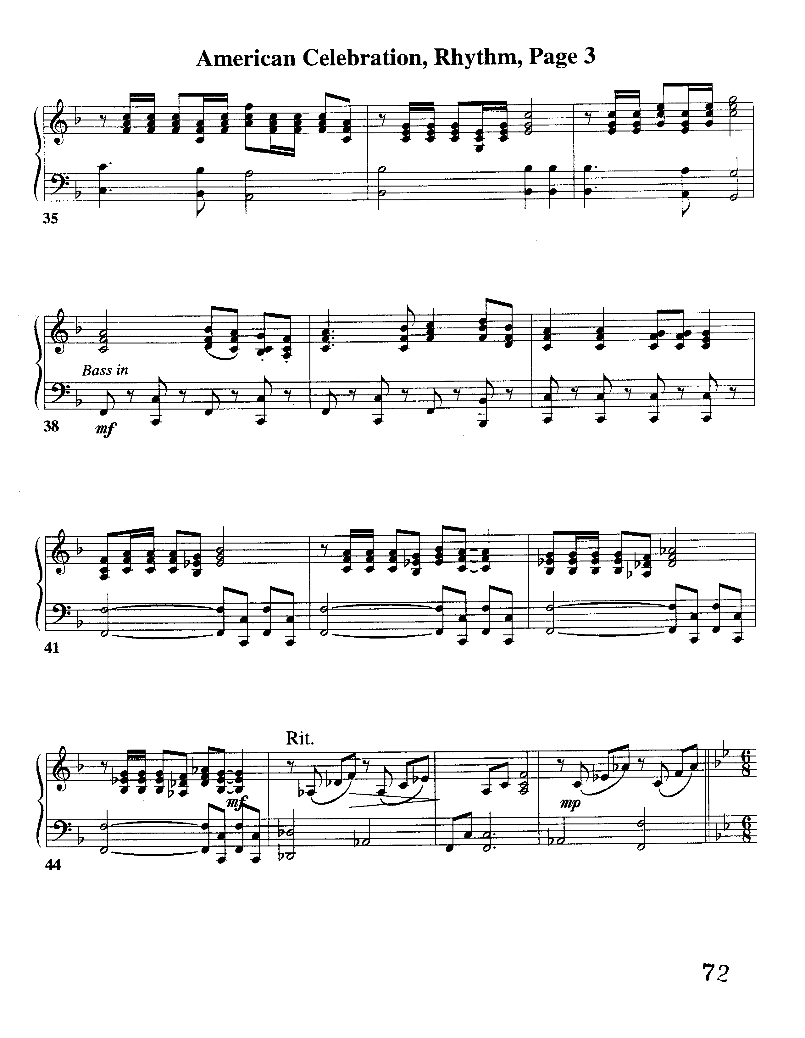 American Celebration (Instrumental) Rhythm Chart (Word Music / Arr. Jeff Cranfill)