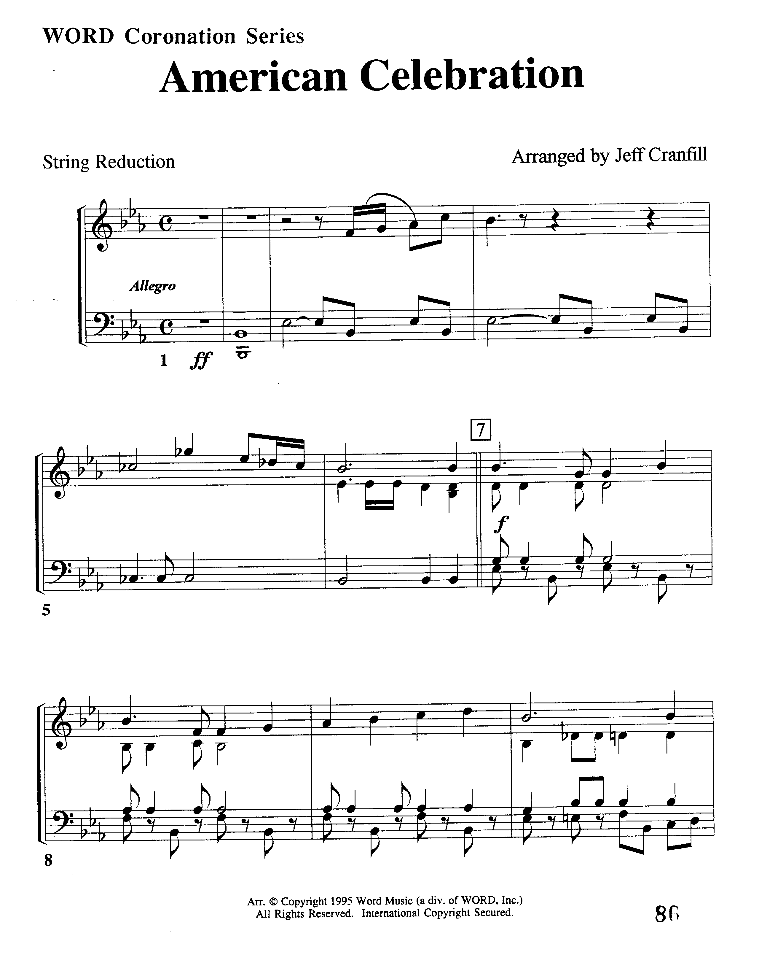 American Celebration (Instrumental) String Reduction (Word Music / Arr. Jeff Cranfill)
