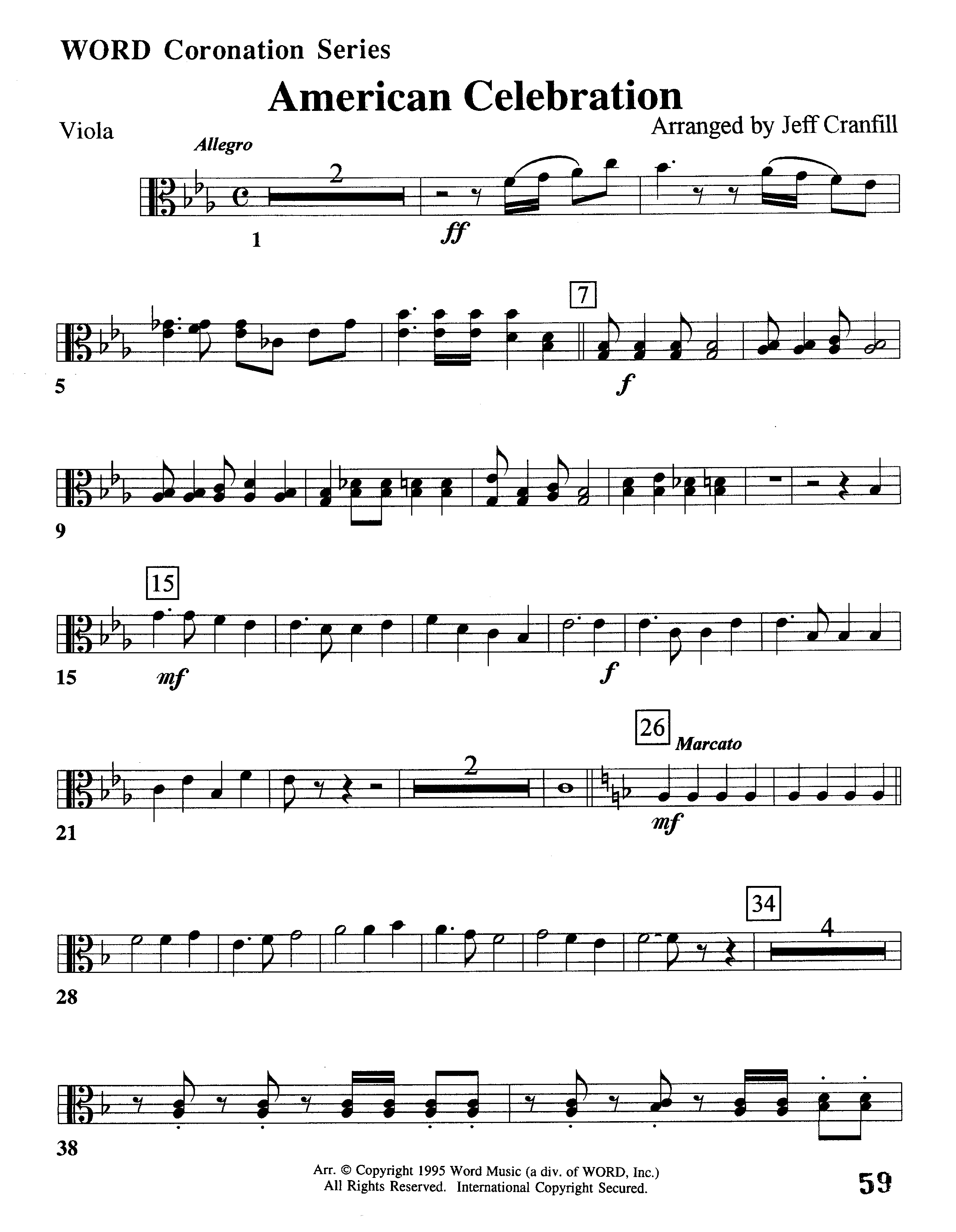 American Celebration (Instrumental) Viola (Word Music / Arr. Jeff Cranfill)