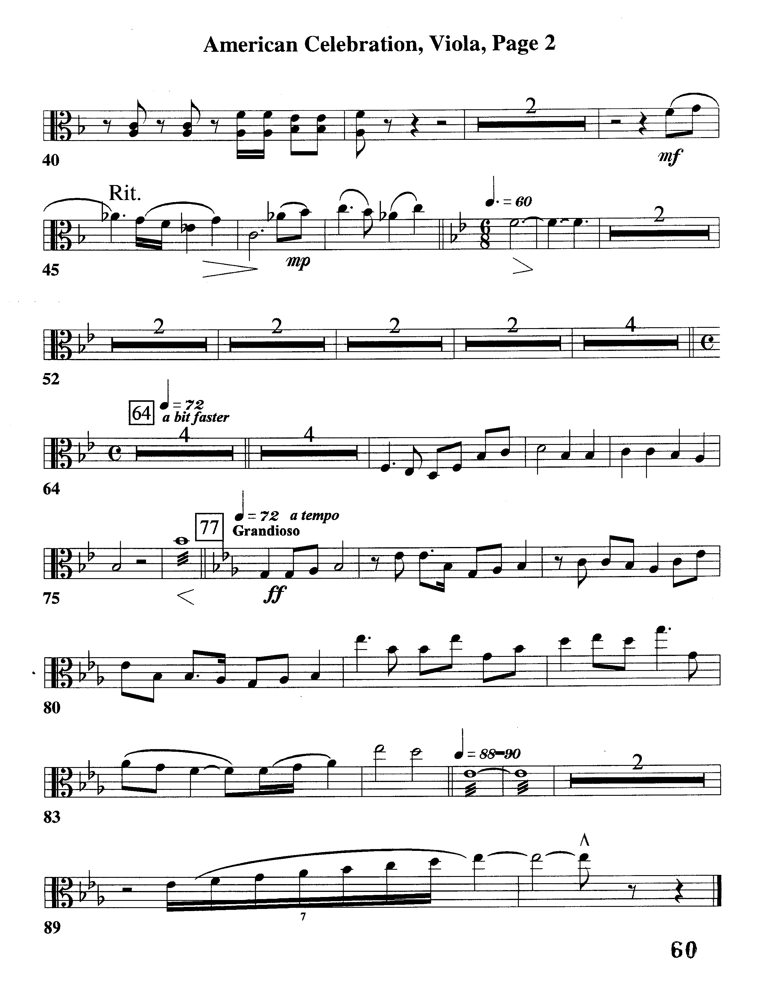 American Celebration (Instrumental) Viola (Word Music / Arr. Jeff Cranfill)