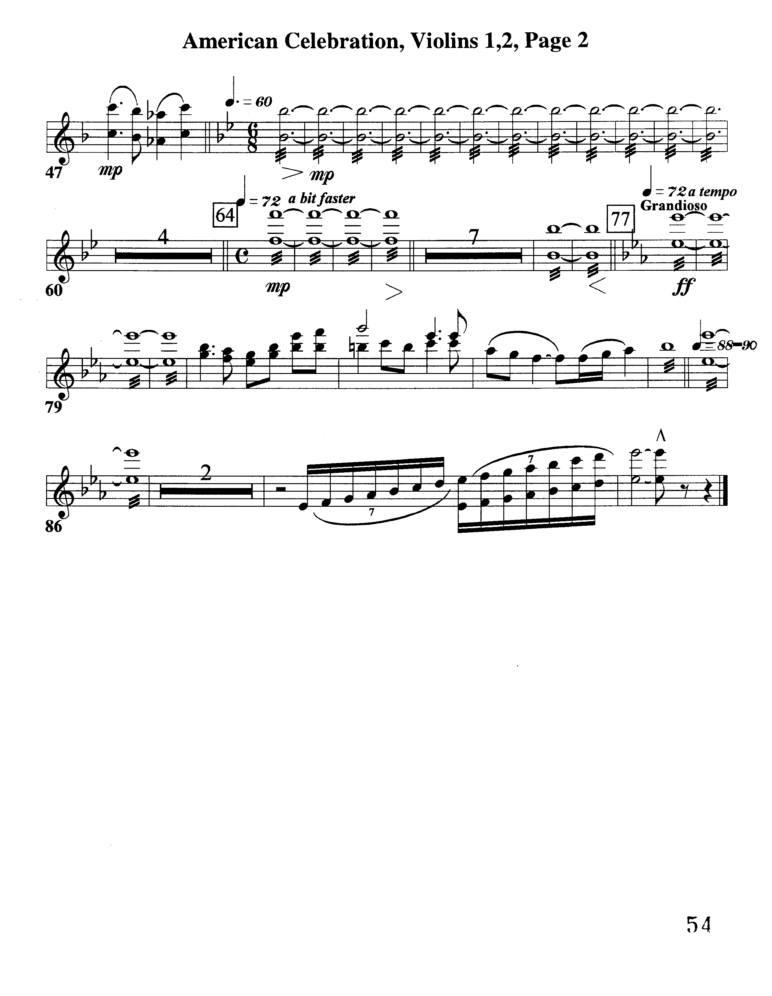 American Celebration (Instrumental) Violin 1/2 (Word Music / Arr. Jeff Cranfill)