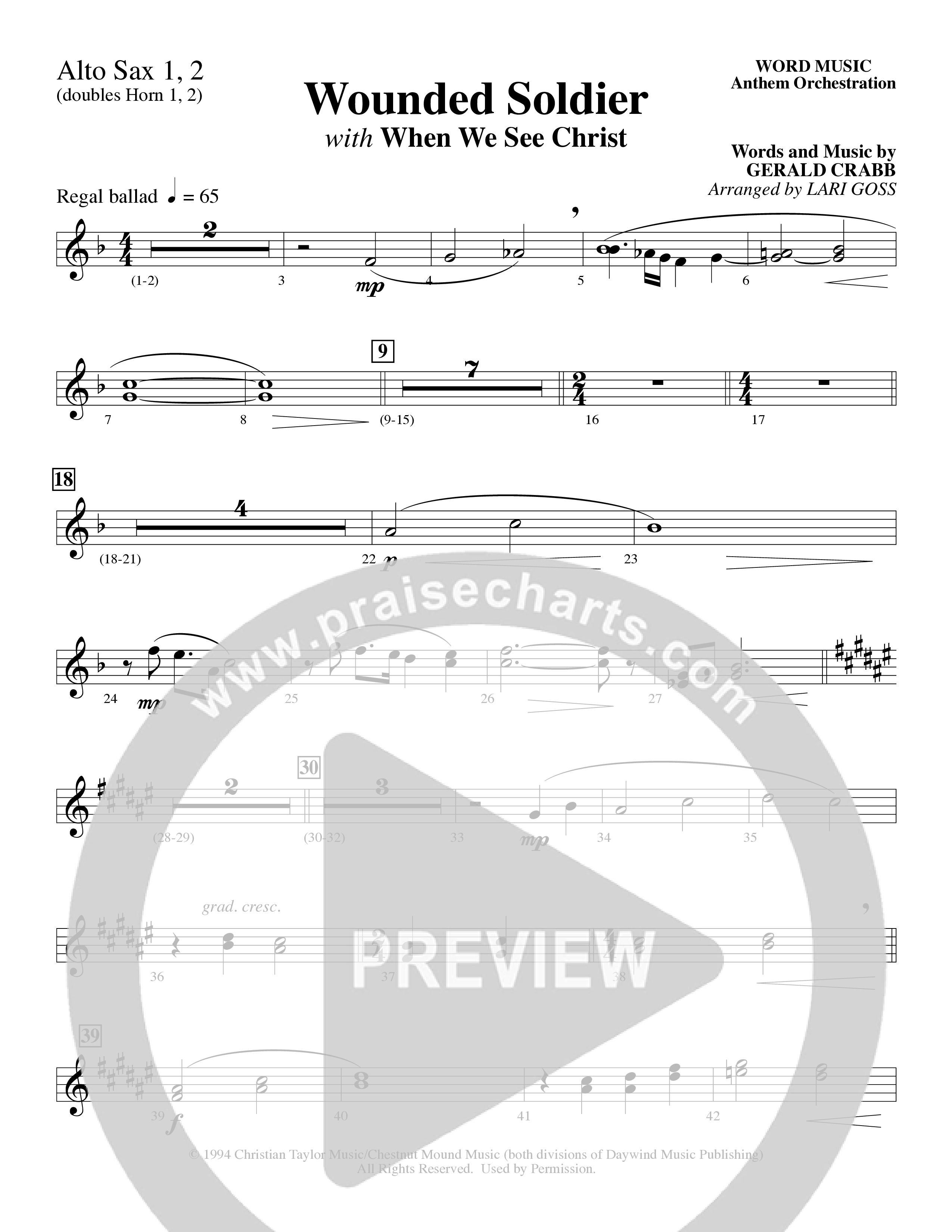 Wounded Soldier (with When We See Christ) (Choral Anthem SATB) Alto Sax 1/2 (Word Music Choral / Arr. Lari Goss)