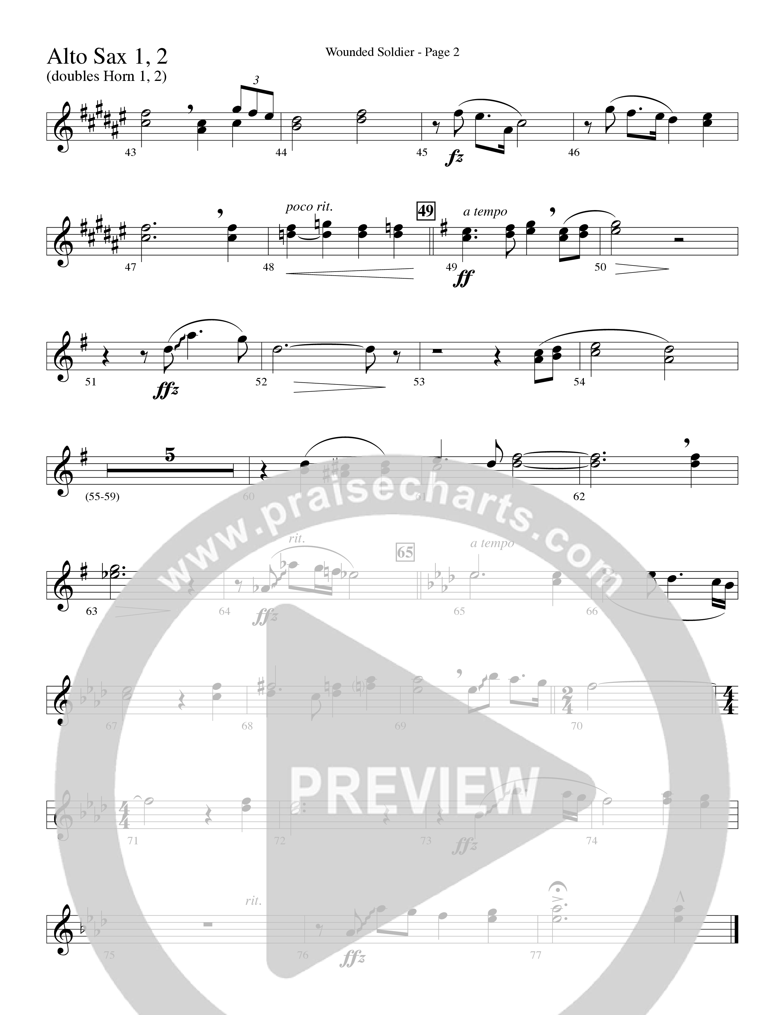 Wounded Soldier (with When We See Christ) (Choral Anthem SATB) Alto Sax 1/2 (Word Music Choral / Arr. Lari Goss)