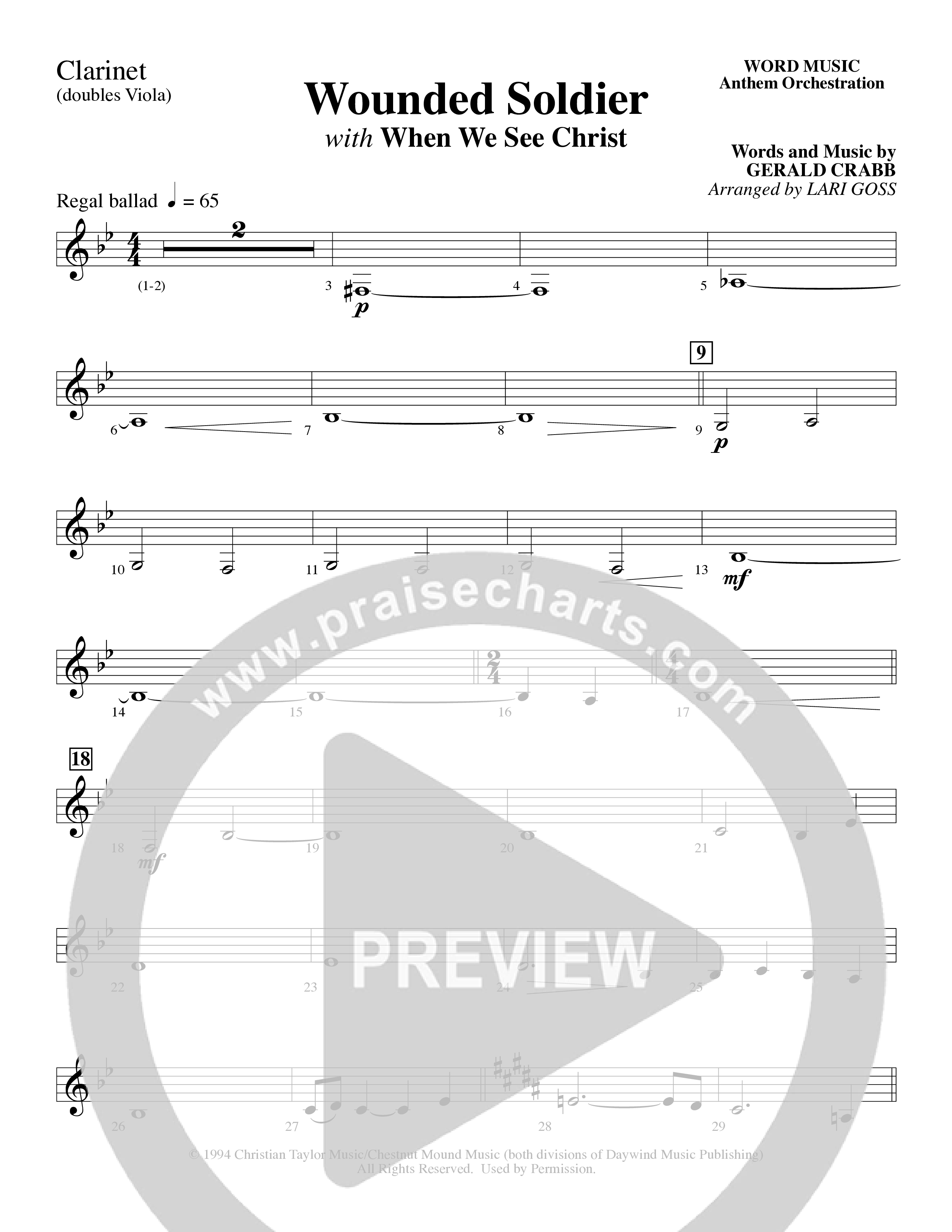 Wounded Soldier (with When We See Christ) (Choral Anthem SATB) Clarinet (Word Music Choral / Arr. Lari Goss)