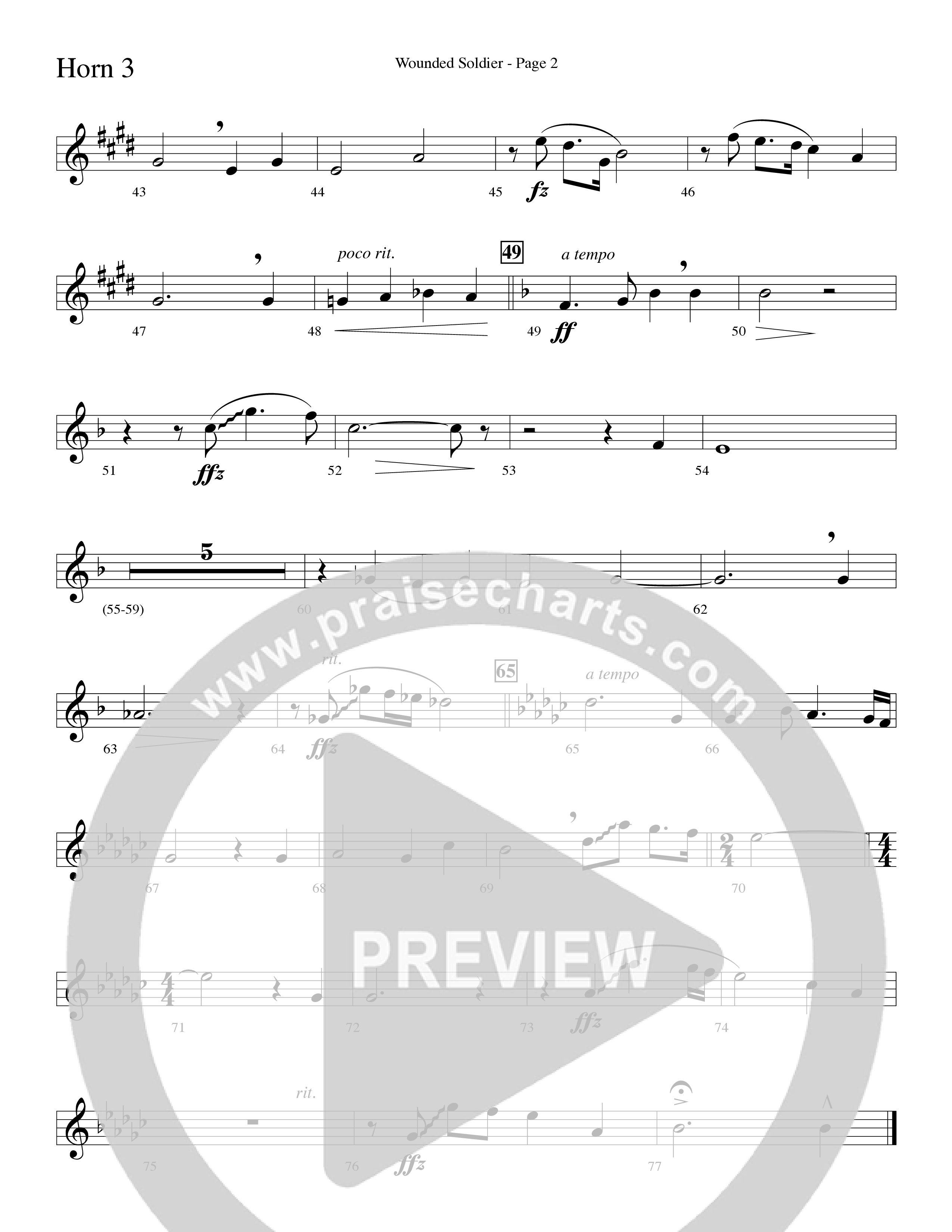 Wounded Soldier (with When We See Christ) (Choral Anthem SATB) French Horn 3 (Word Music Choral / Arr. Lari Goss)