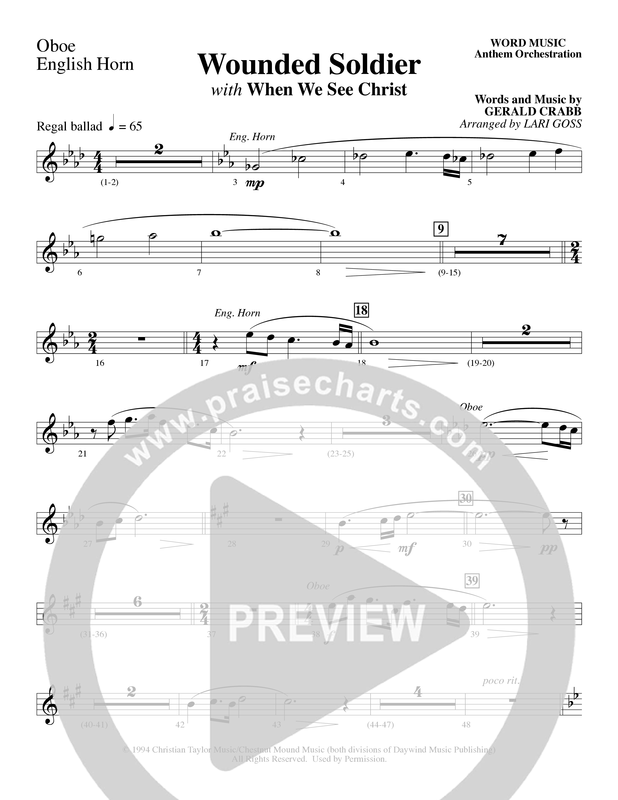 Wounded Soldier (with When We See Christ) (Choral Anthem SATB) Oboe (Word Music Choral / Arr. Lari Goss)