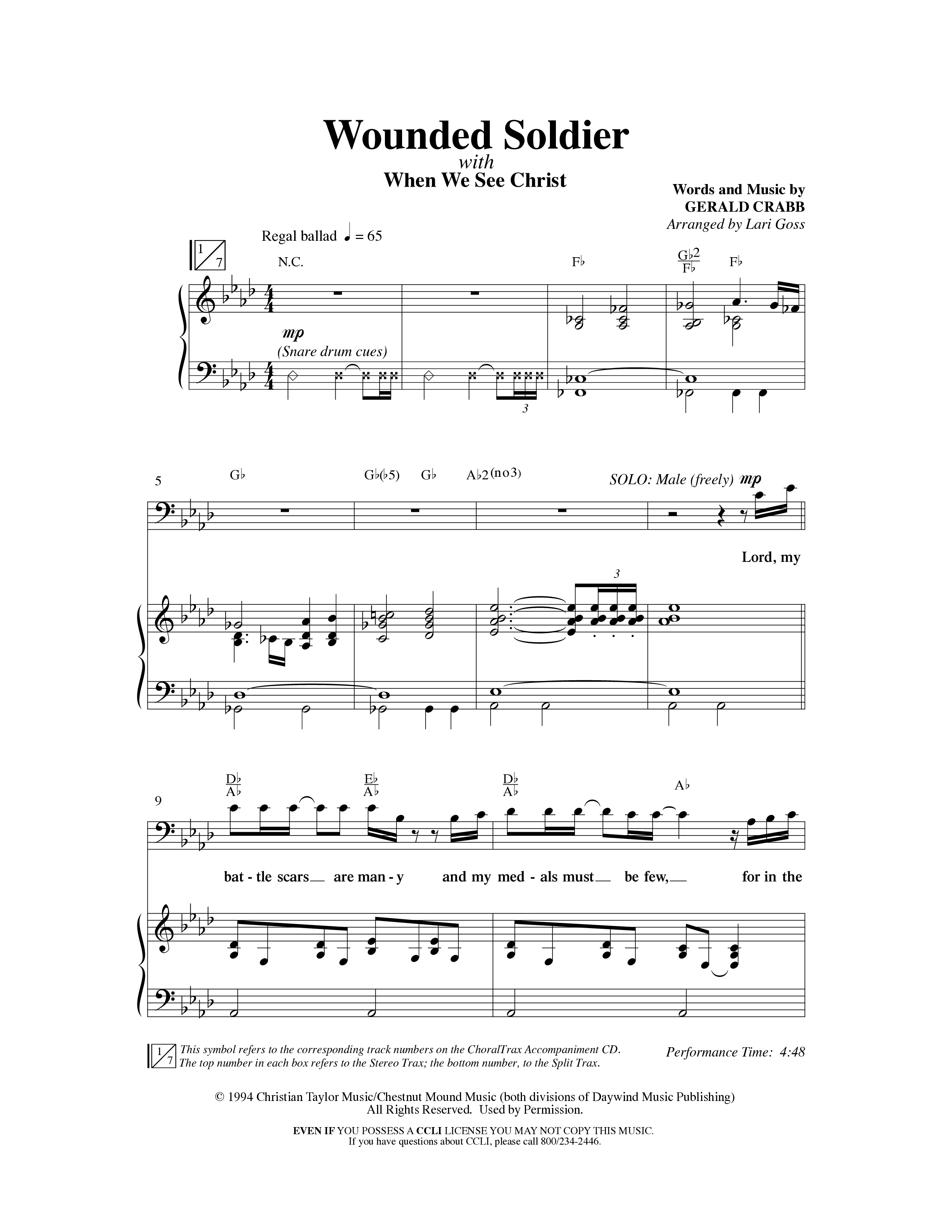 Wounded Soldier (with When We See Christ) (Choral Anthem SATB) Anthem (SATB/Piano) (Word Music Choral / Arr. Lari Goss)