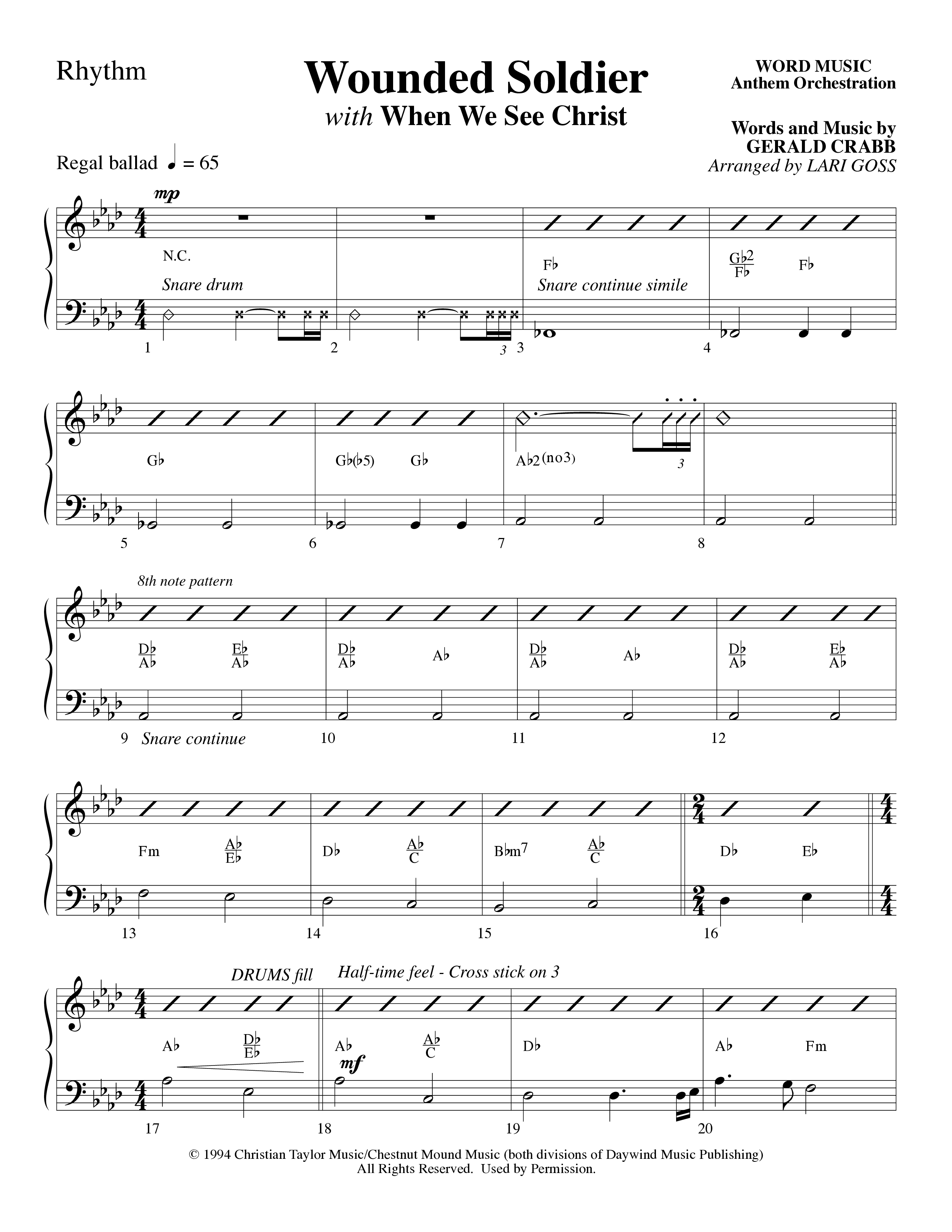 Wounded Soldier (with When We See Christ) (Choral Anthem SATB) Rhythm Chart (Word Music Choral / Arr. Lari Goss)