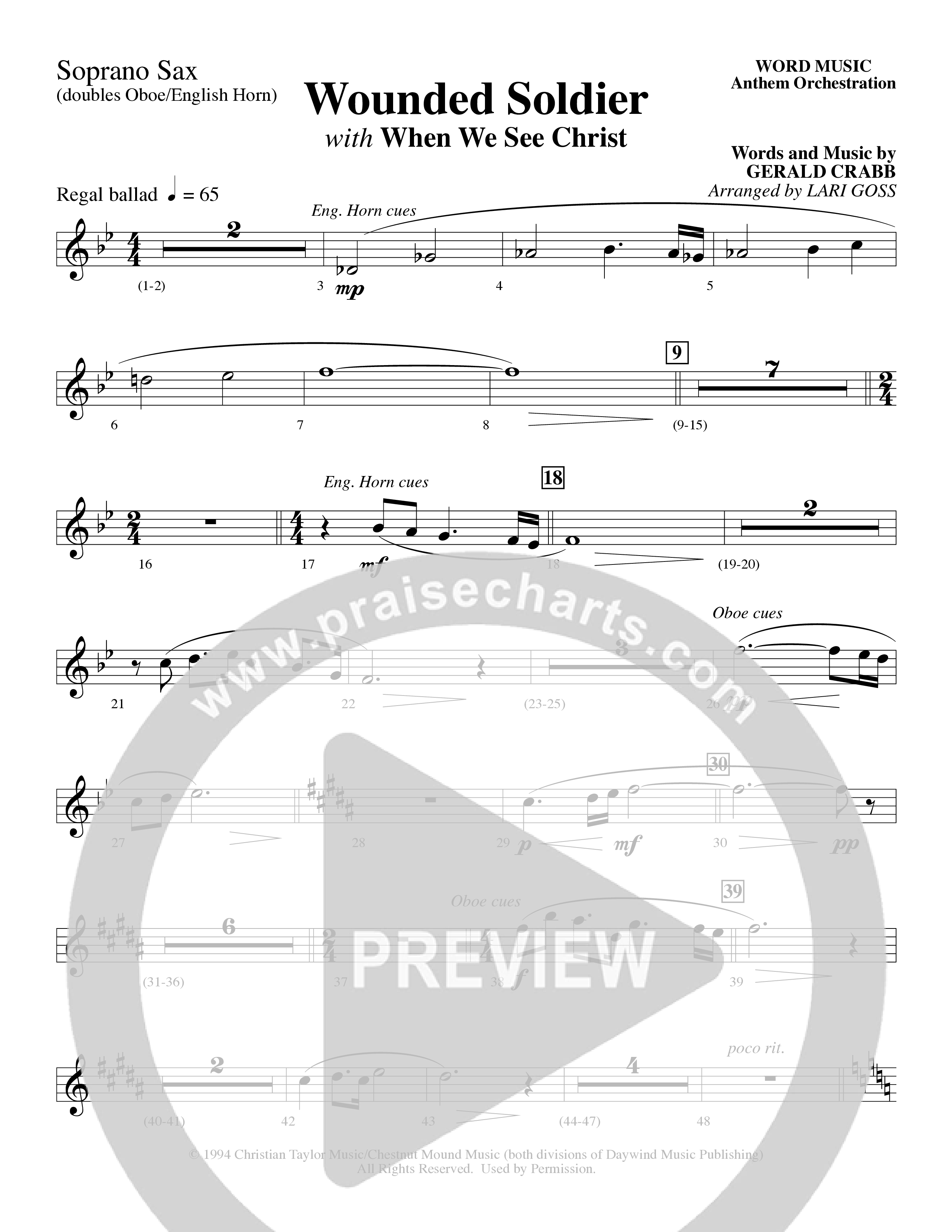 Wounded Soldier (with When We See Christ) (Choral Anthem SATB) Soprano Sax (Word Music Choral / Arr. Lari Goss)