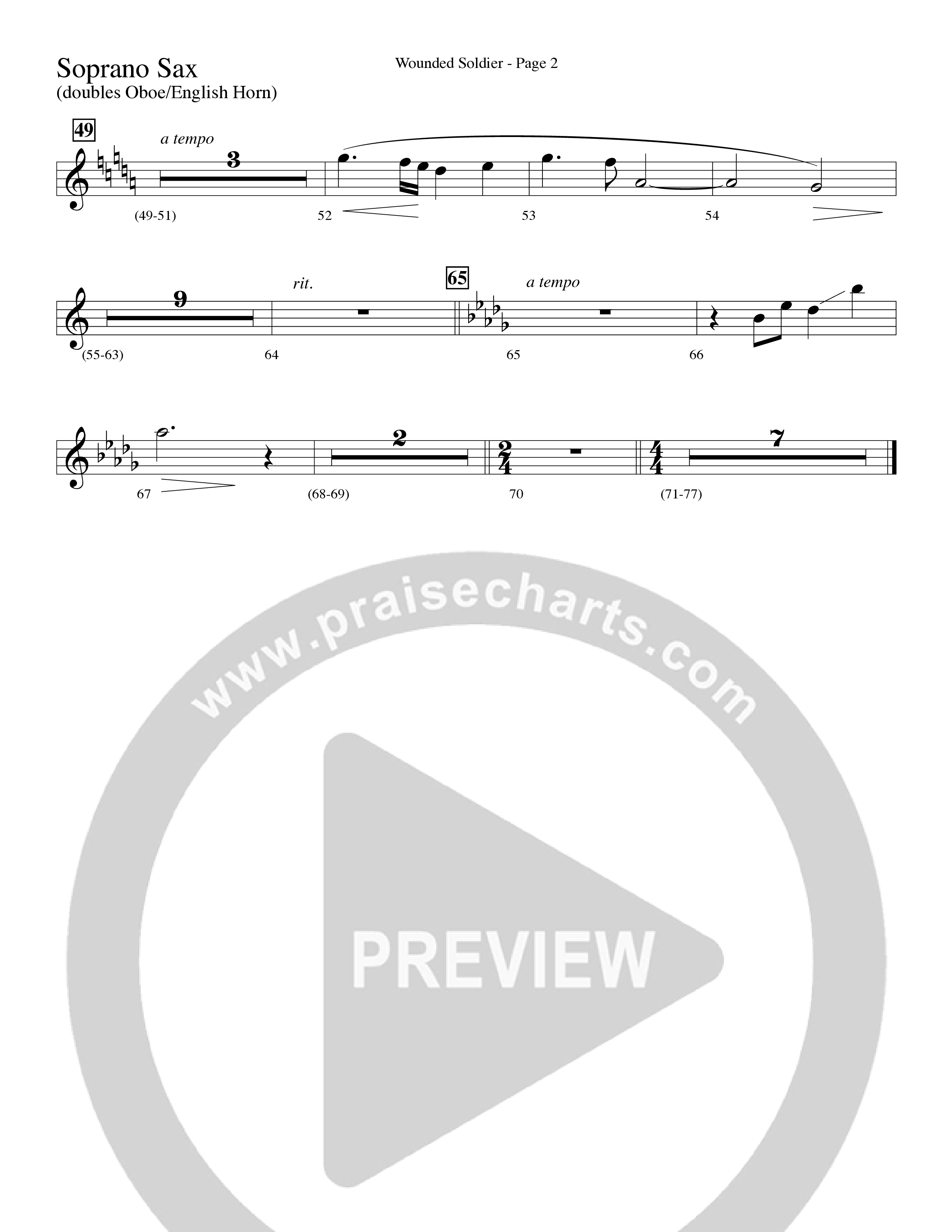 Wounded Soldier (with When We See Christ) (Choral Anthem SATB) Soprano Sax (Word Music Choral / Arr. Lari Goss)