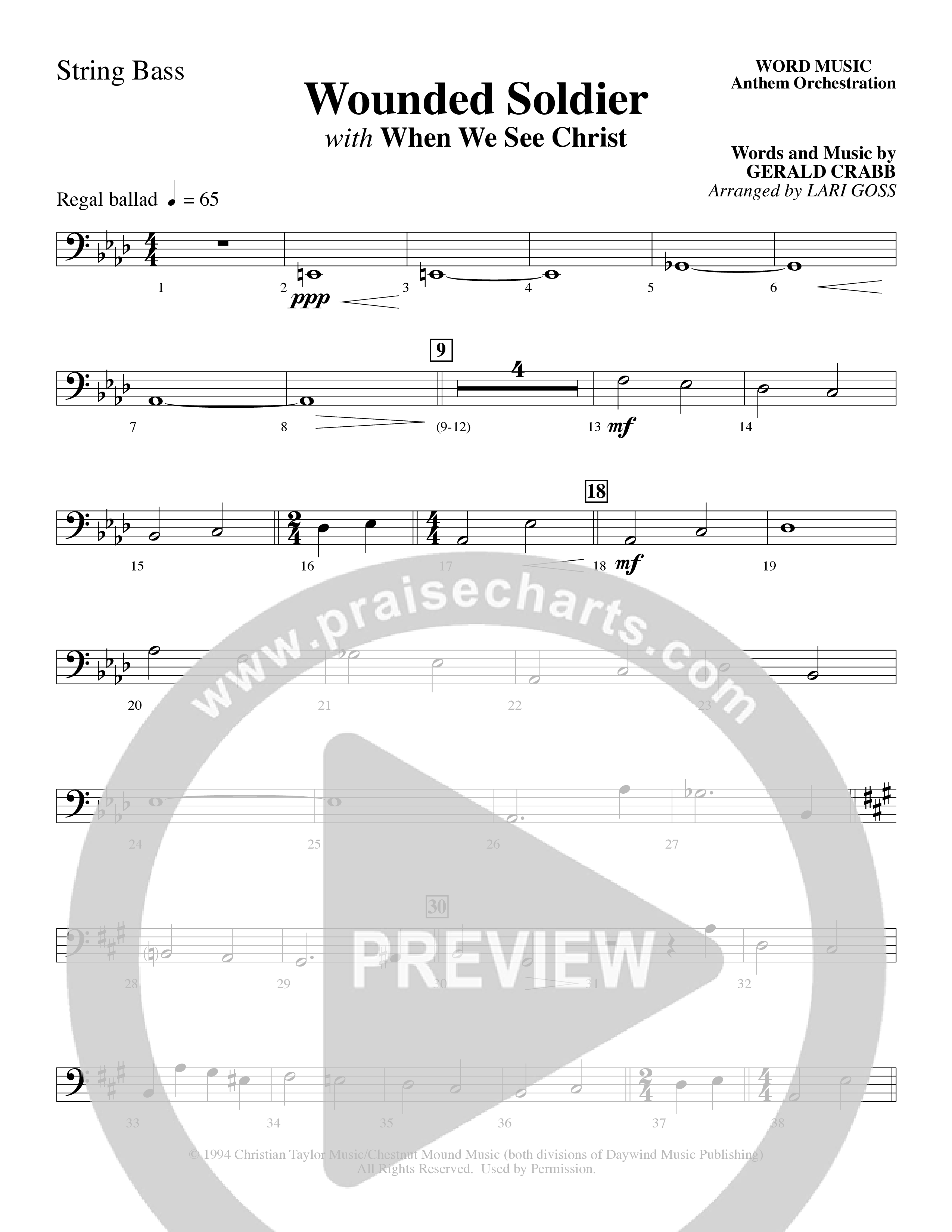 Wounded Soldier (with When We See Christ) (Choral Anthem SATB) String Bass (Word Music Choral / Arr. Lari Goss)