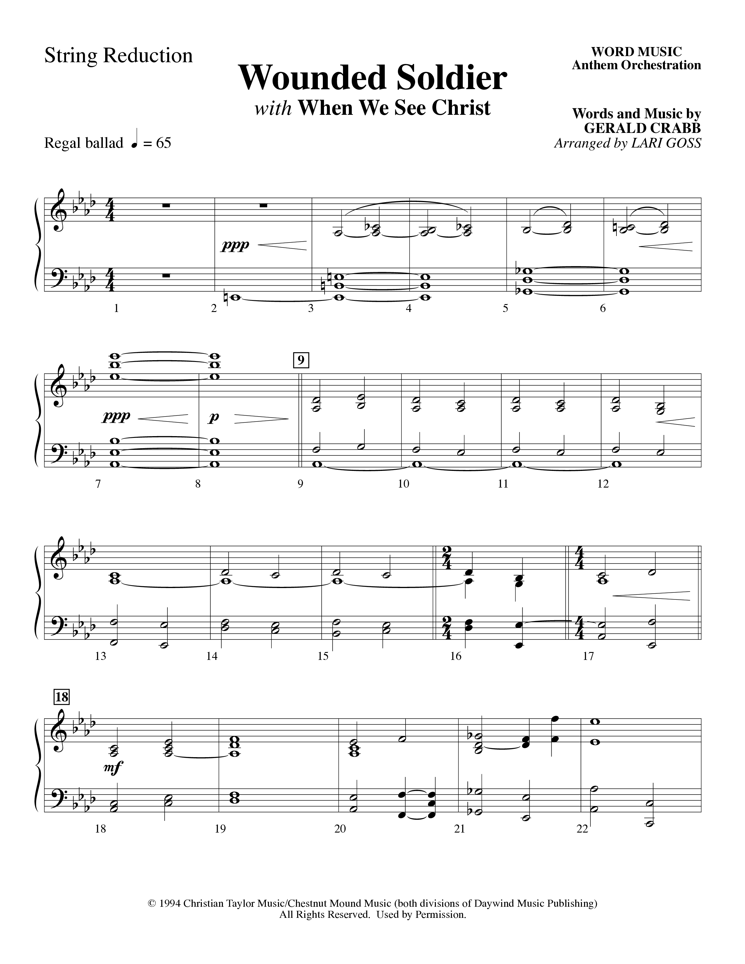 Wounded Soldier (with When We See Christ) (Choral Anthem SATB) String Reduction (Word Music Choral / Arr. Lari Goss)