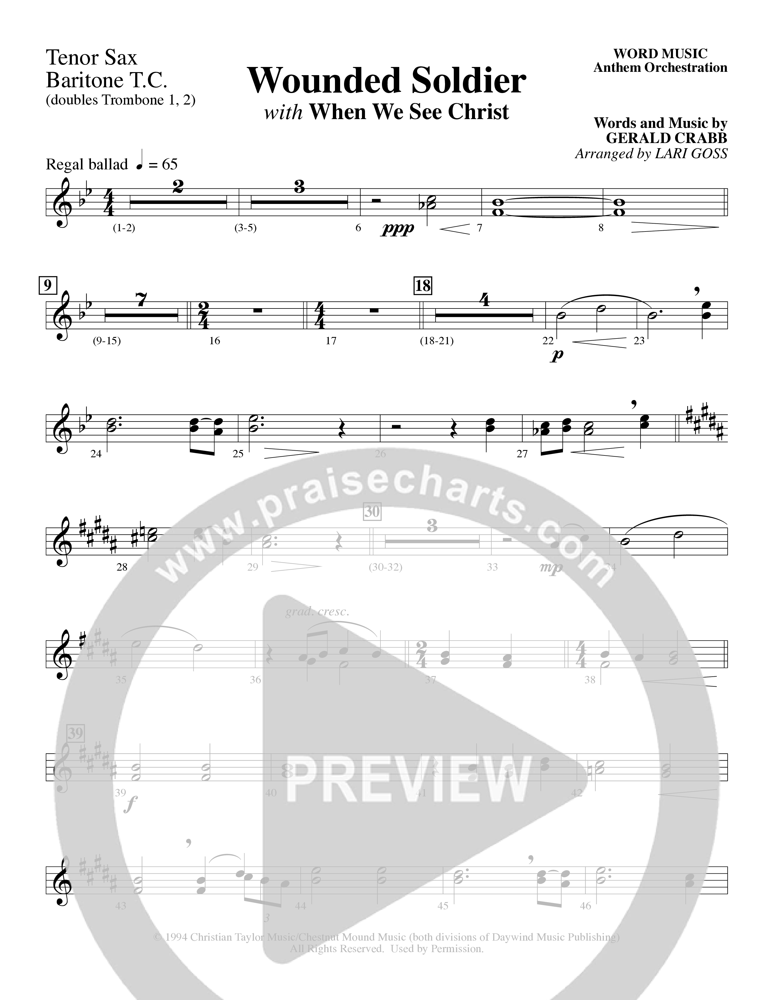 Wounded Soldier (with When We See Christ) (Choral Anthem SATB) Tenor Sax/Baritone T.C. (Word Music Choral / Arr. Lari Goss)