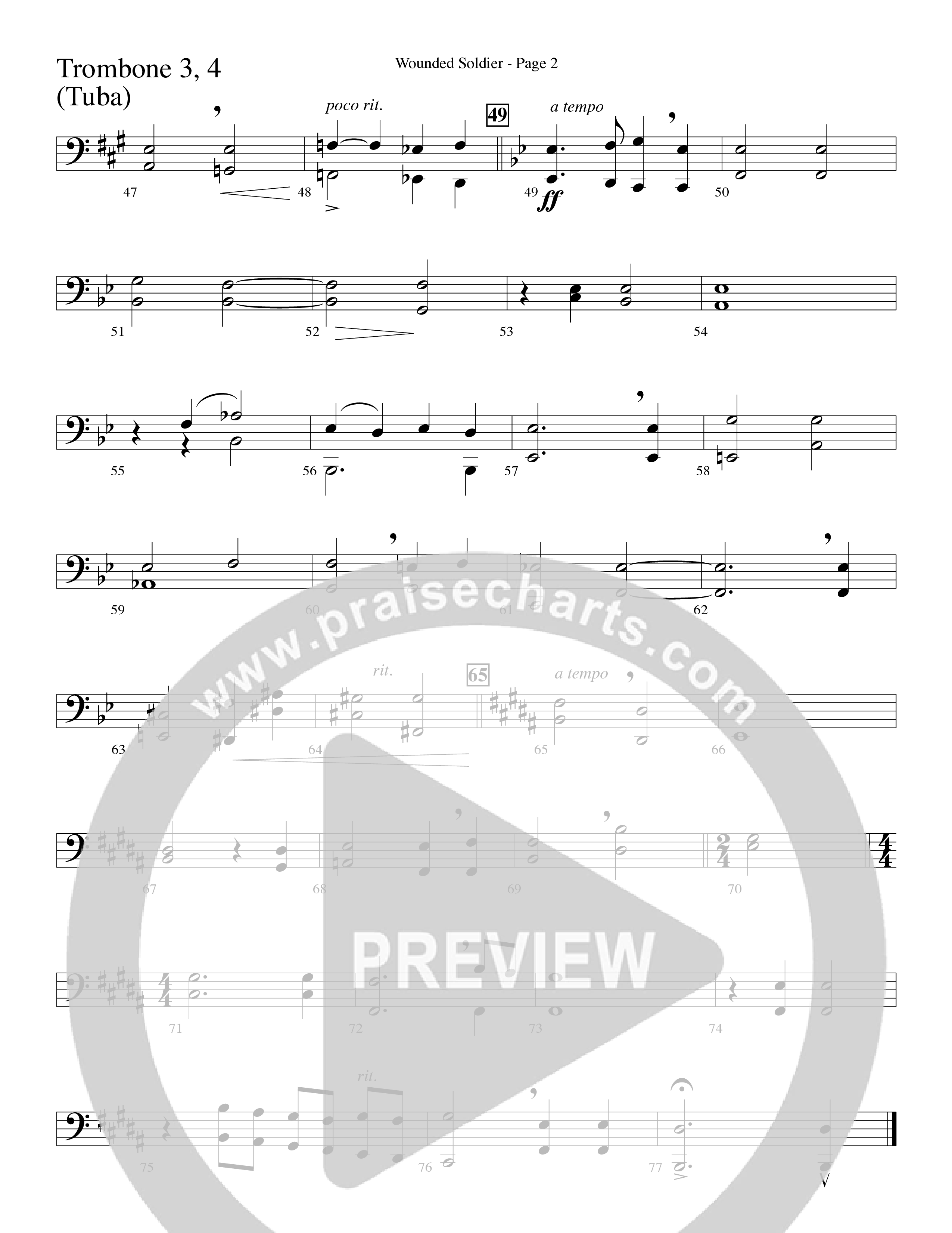 Wounded Soldier (with When We See Christ) (Choral Anthem SATB) Trombone 3/4 (Word Music Choral / Arr. Lari Goss)