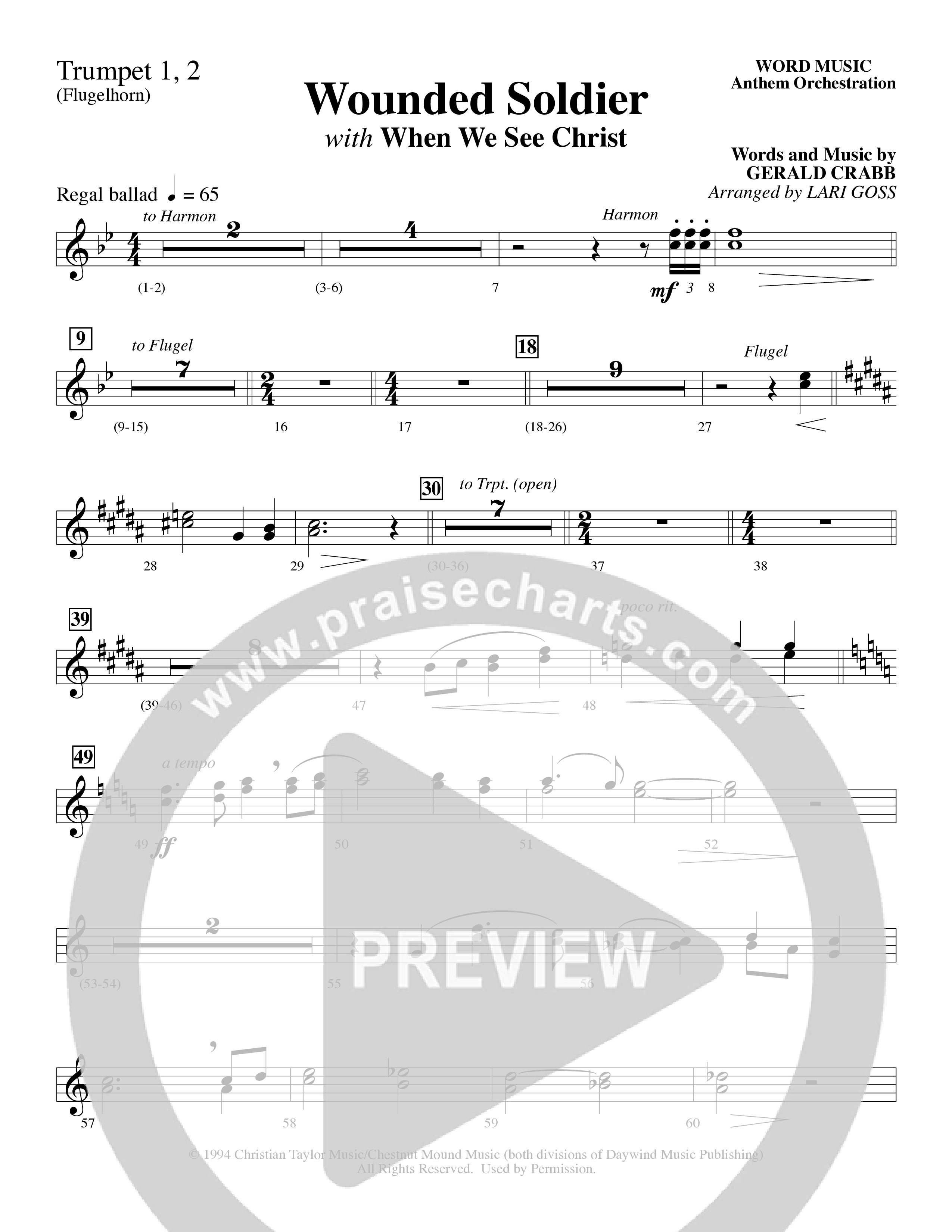 Wounded Soldier (with When We See Christ) (Choral Anthem SATB) Trumpet 1,2 (Word Music Choral / Arr. Lari Goss)