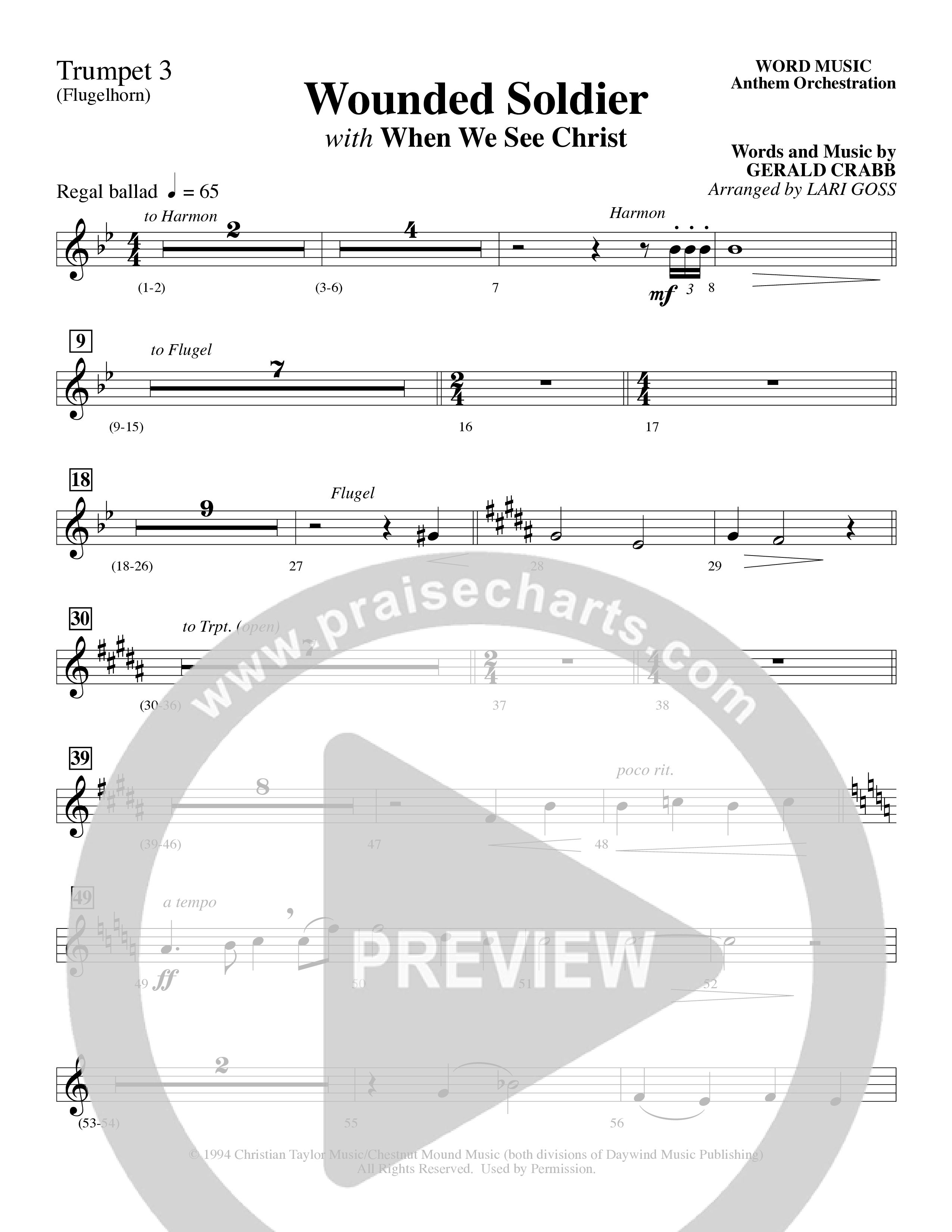 Wounded Soldier (with When We See Christ) (Choral Anthem SATB) Trumpet 3 (Word Music Choral / Arr. Lari Goss)