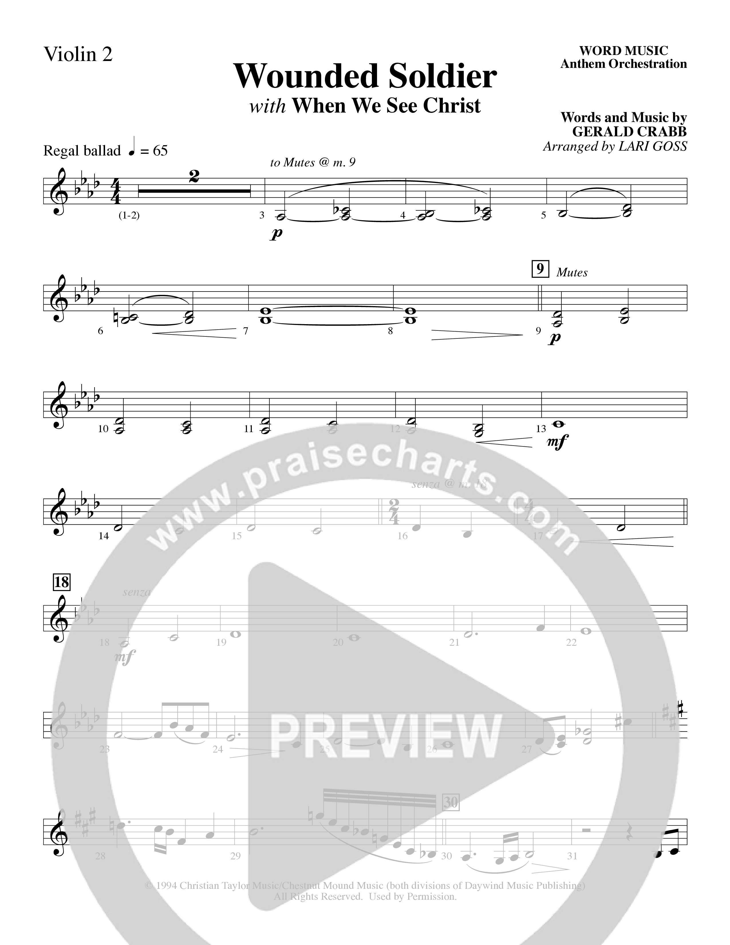 Wounded Soldier (with When We See Christ) (Choral Anthem SATB) Violin 1/2 (Word Music Choral / Arr. Lari Goss)