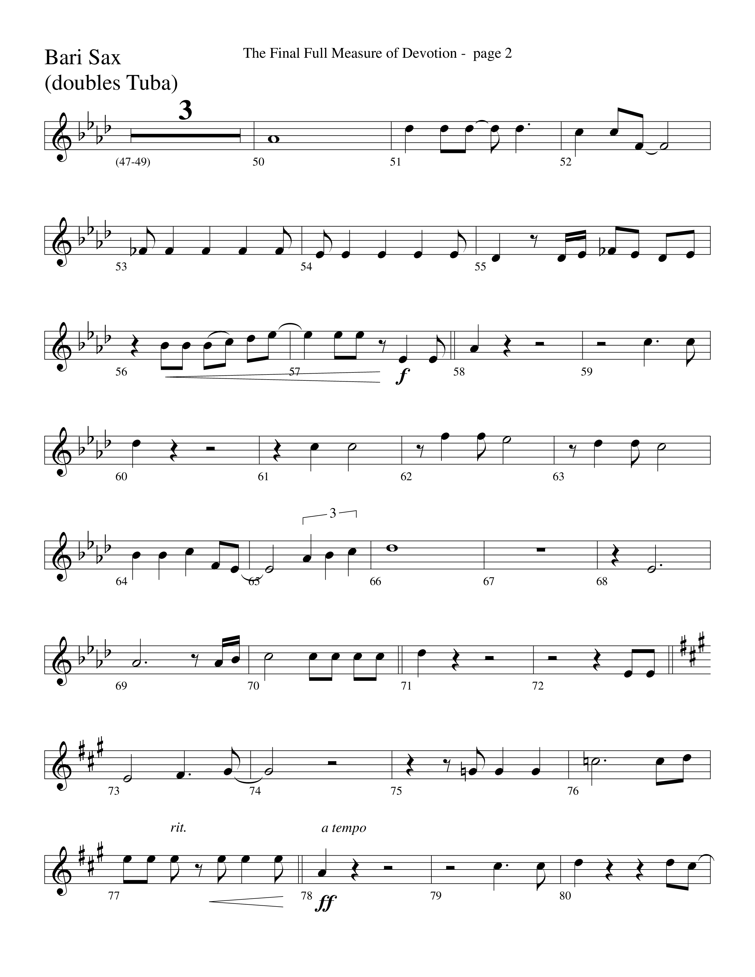 The Final Full Measure Of Devotion Bari Sax (Word Music Choral / Arr. David Clydesdale)