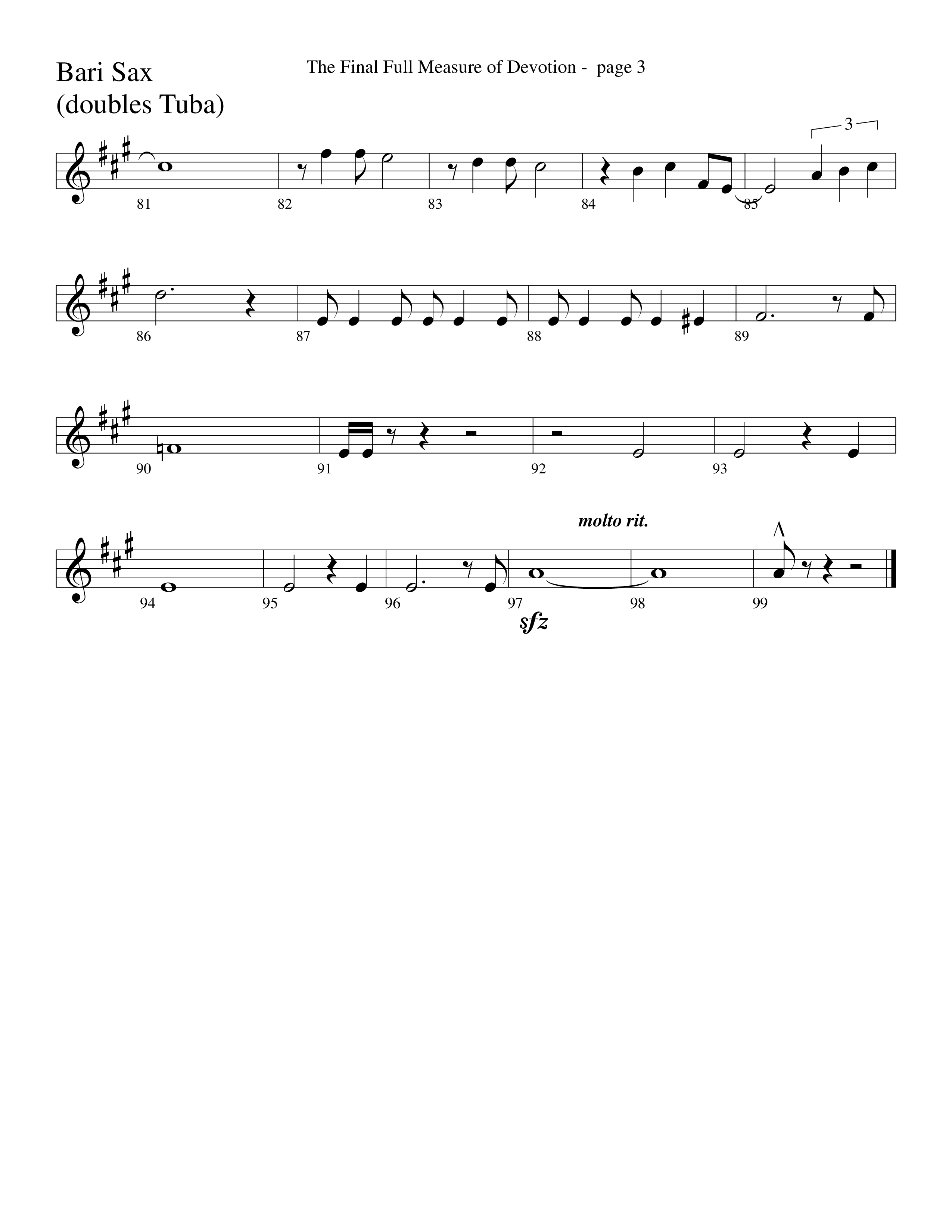 The Final Full Measure Of Devotion Bari Sax (Word Music Choral / Arr. David Clydesdale)