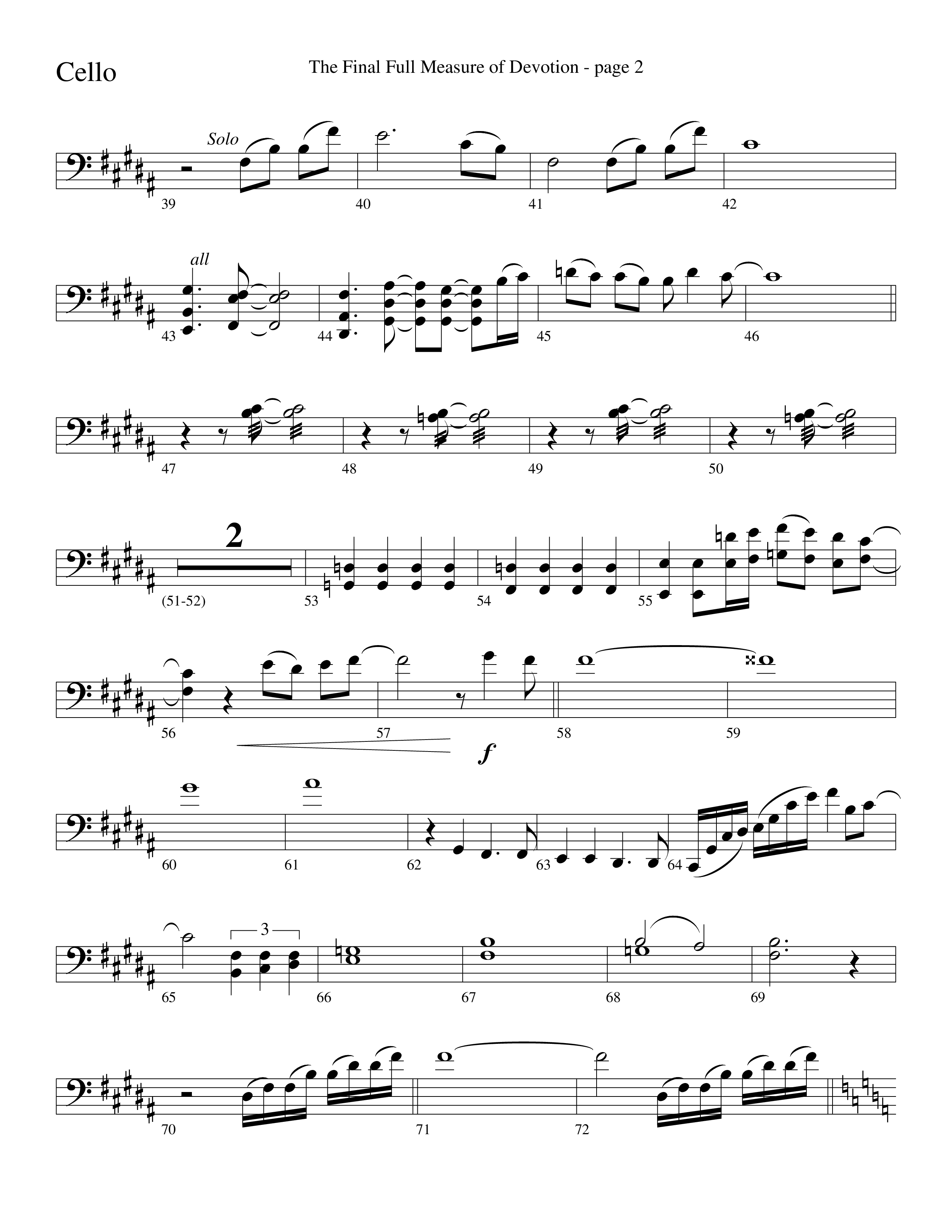 The Final Full Measure Of Devotion Cello (Word Music Choral / Arr. David Clydesdale)