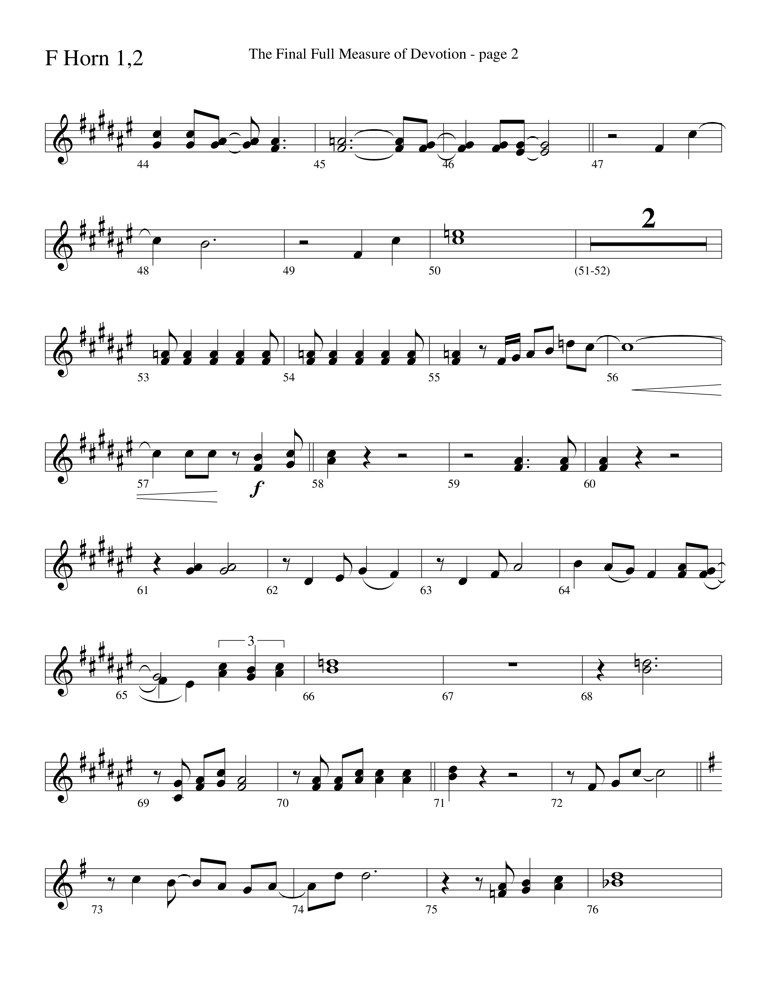 The Final Full Measure Of Devotion French Horn 1/2 (Word Music Choral / Arr. David Clydesdale)