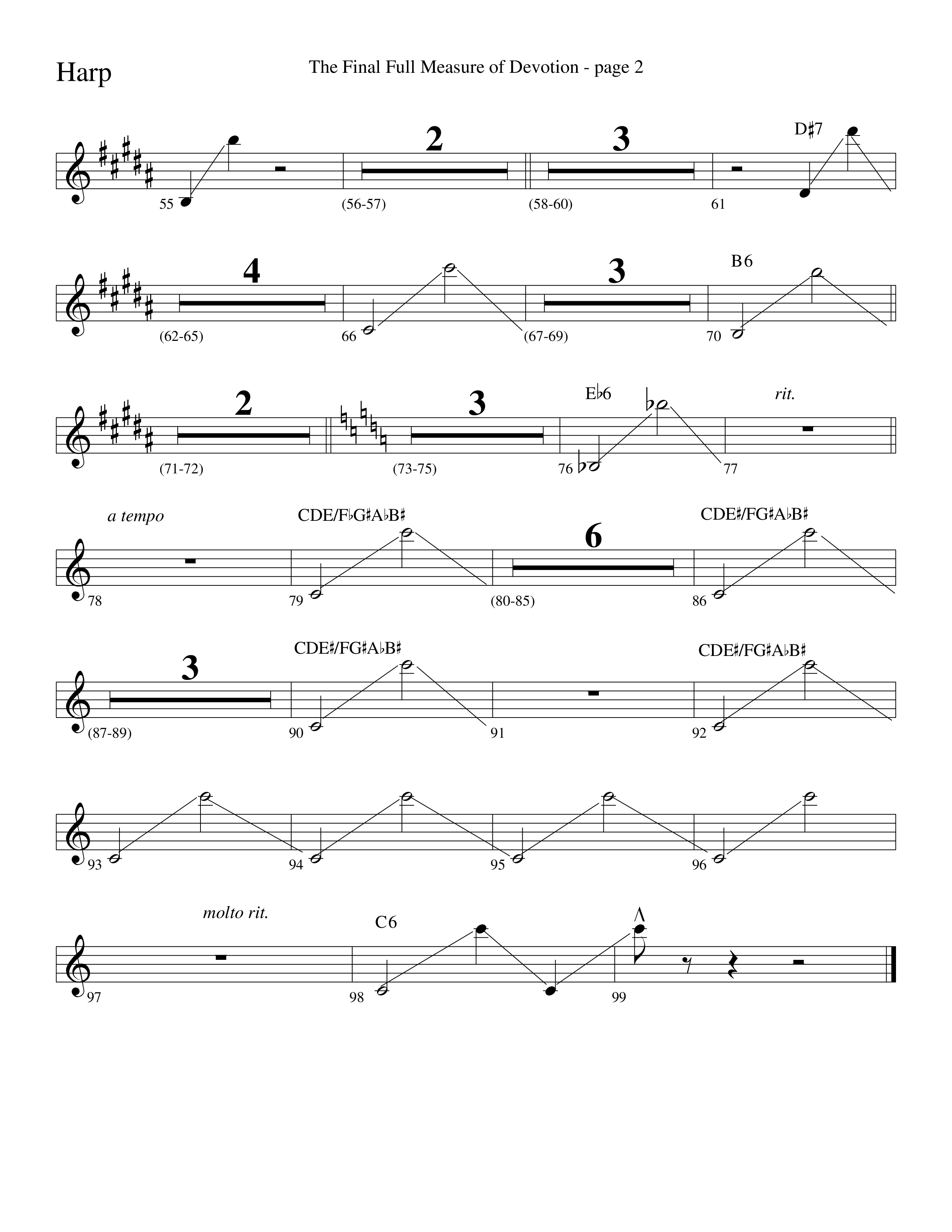 The Final Full Measure Of Devotion Harp (Word Music Choral / Arr. David Clydesdale)