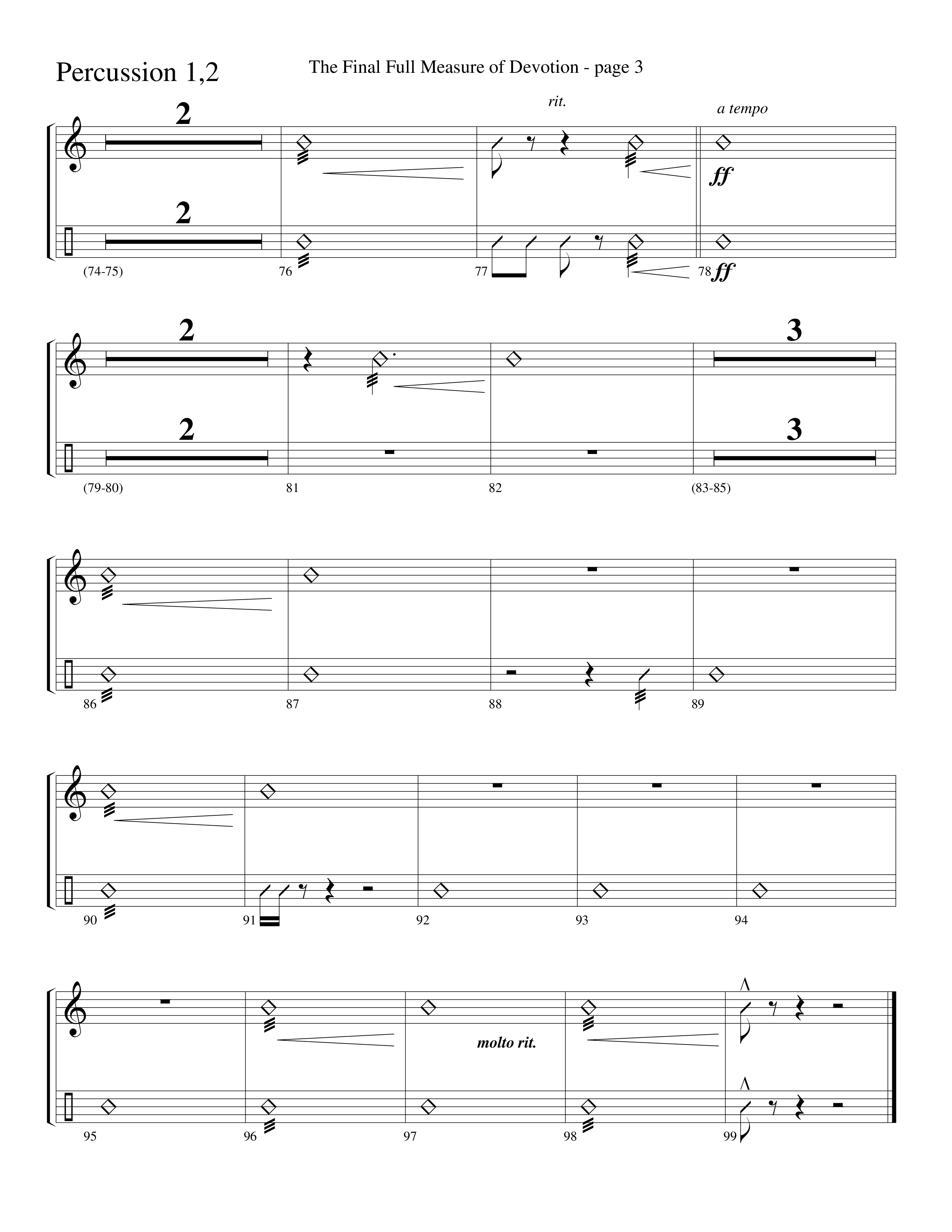 The Final Full Measure Of Devotion Percussion (Word Music Choral / Arr. David Clydesdale)