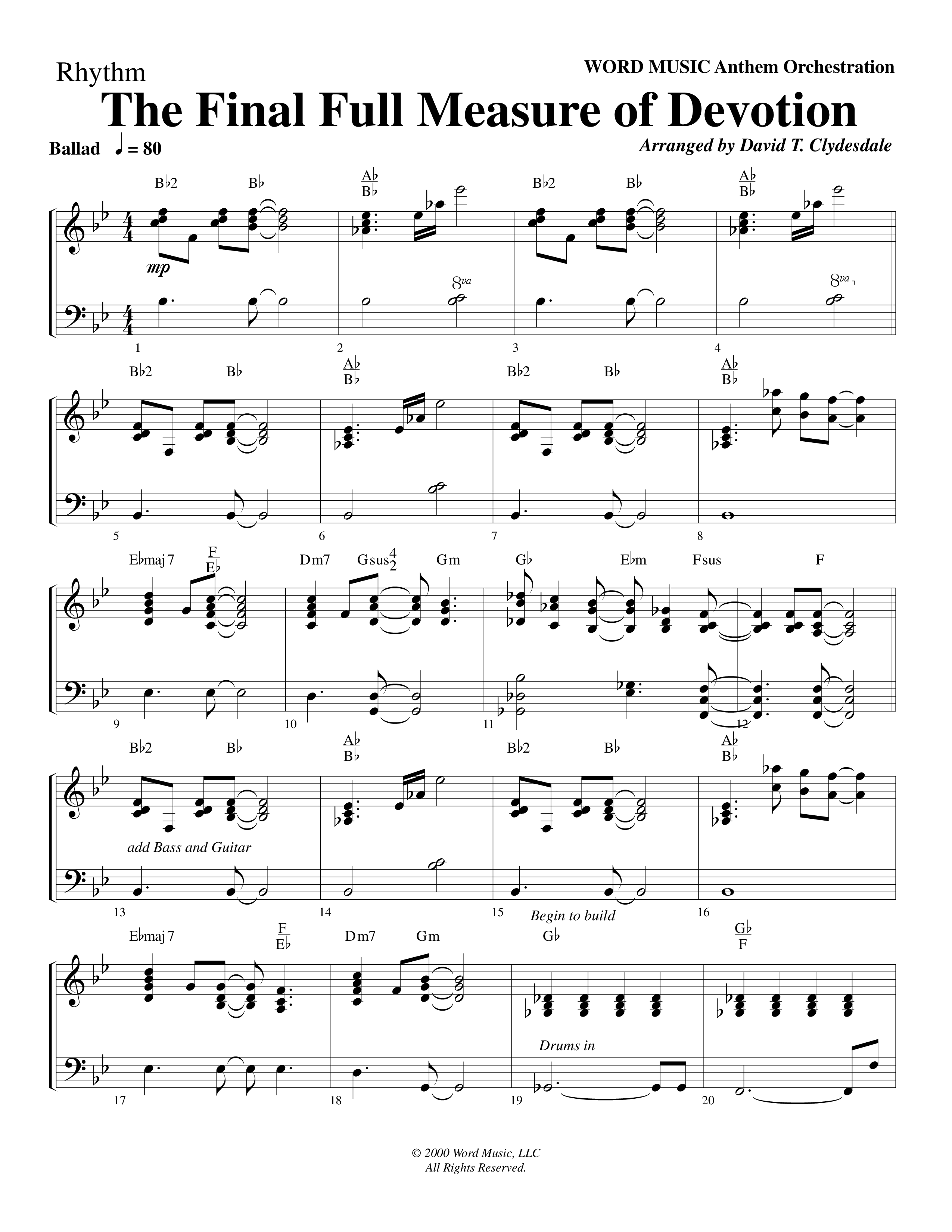 The Final Full Measure Of Devotion Rhythm Chart (Word Music Choral / Arr. David Clydesdale)
