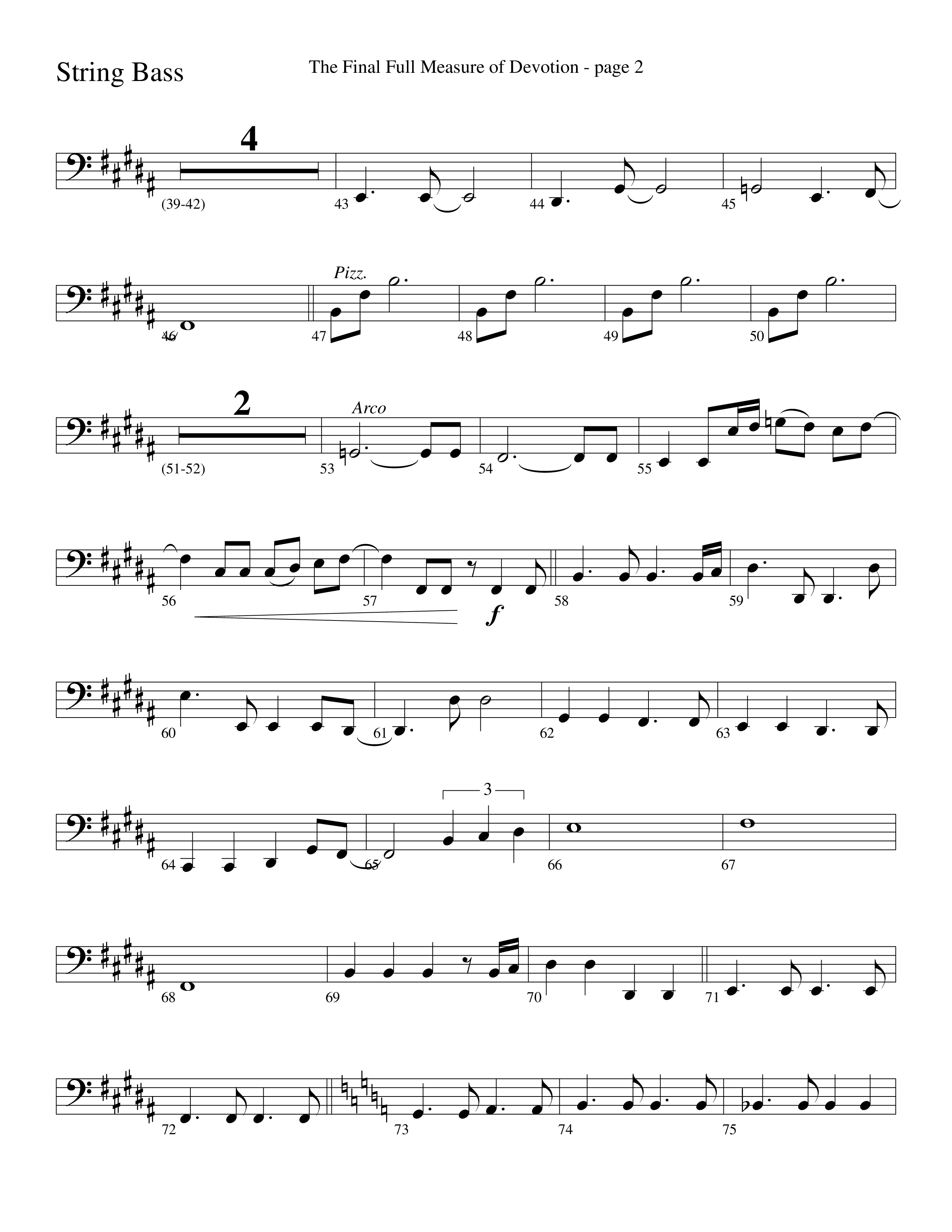The Final Full Measure Of Devotion String Bass (Word Music Choral / Arr. David Clydesdale)