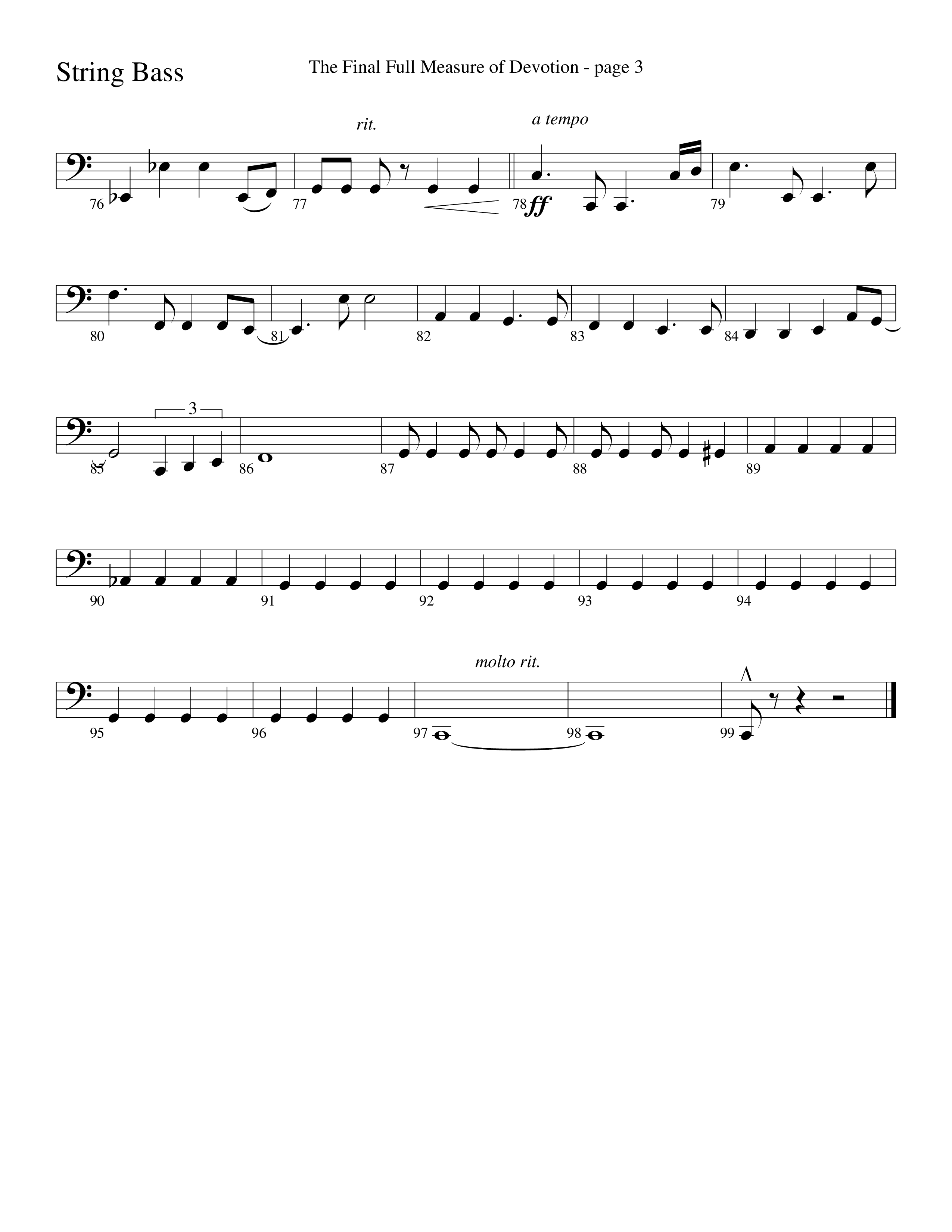 The Final Full Measure Of Devotion String Bass (Word Music Choral / Arr. David Clydesdale)