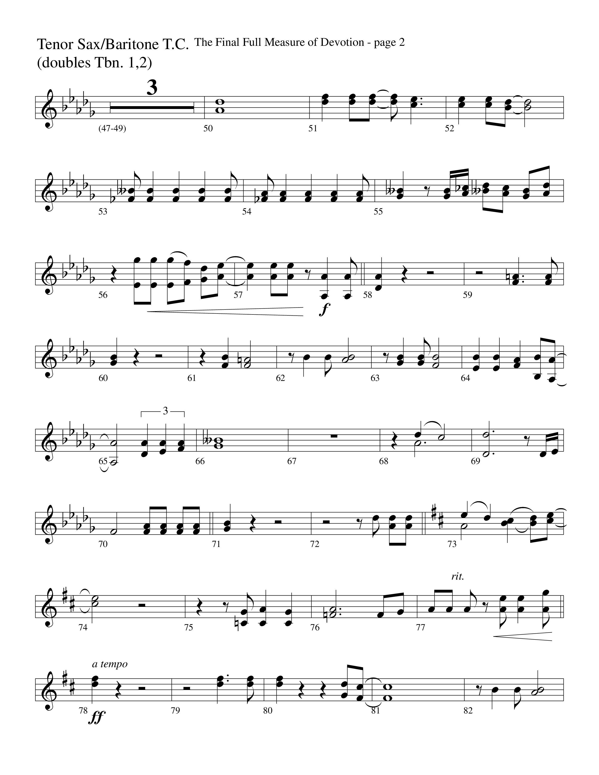 The Final Full Measure Of Devotion Tenor Sax/Baritone T.C. (Word Music Choral / Arr. David Clydesdale)