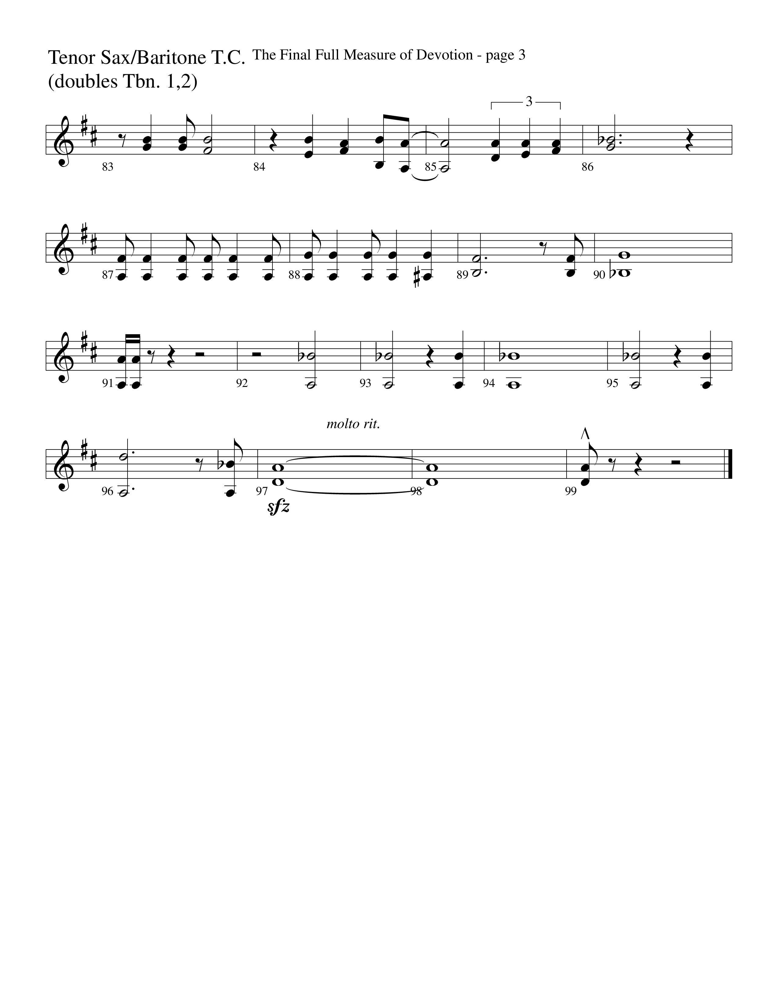 The Final Full Measure Of Devotion Tenor Sax/Baritone T.C. (Word Music Choral / Arr. David Clydesdale)