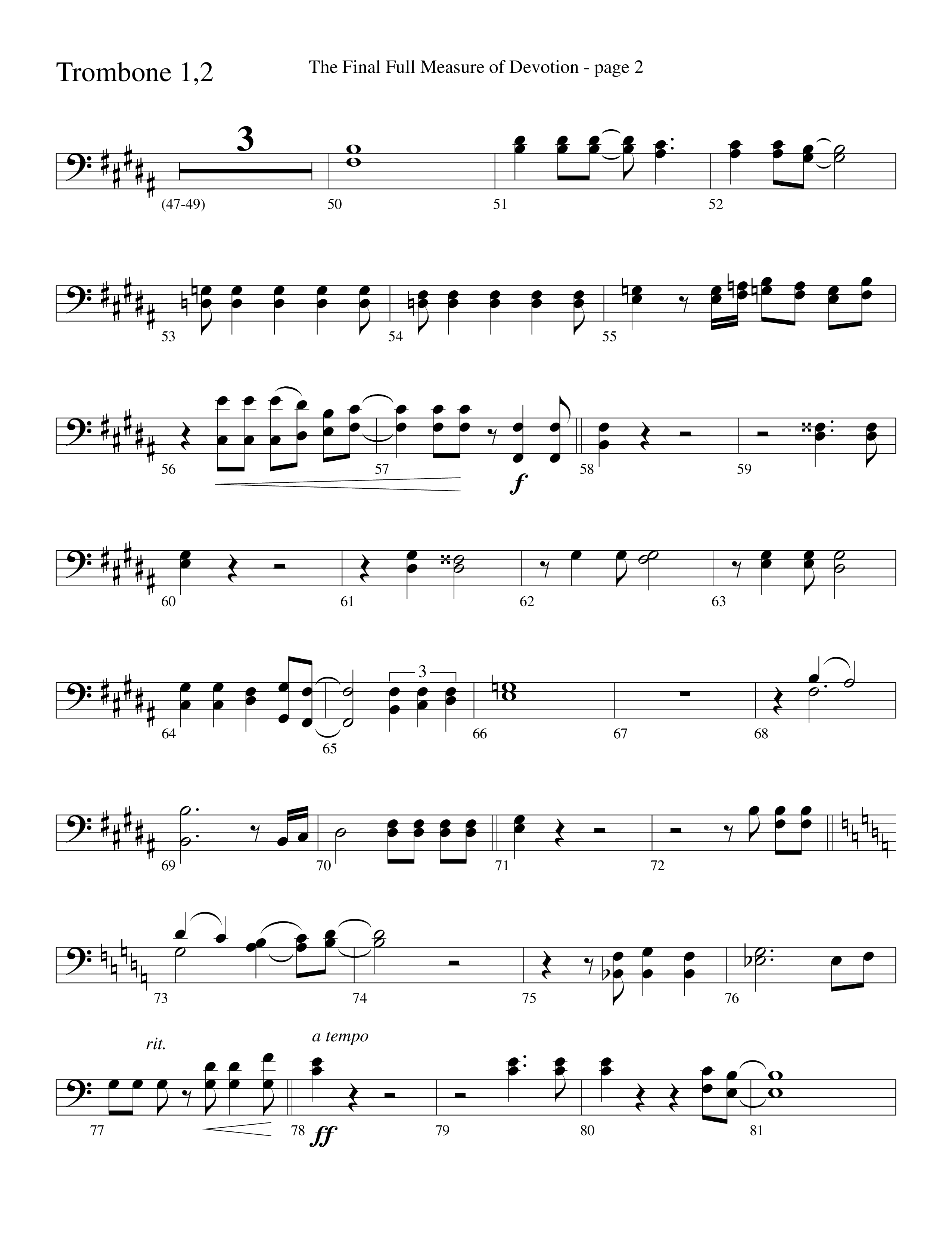The Final Full Measure Of Devotion Trombone 1/2 (Word Music Choral / Arr. David Clydesdale)