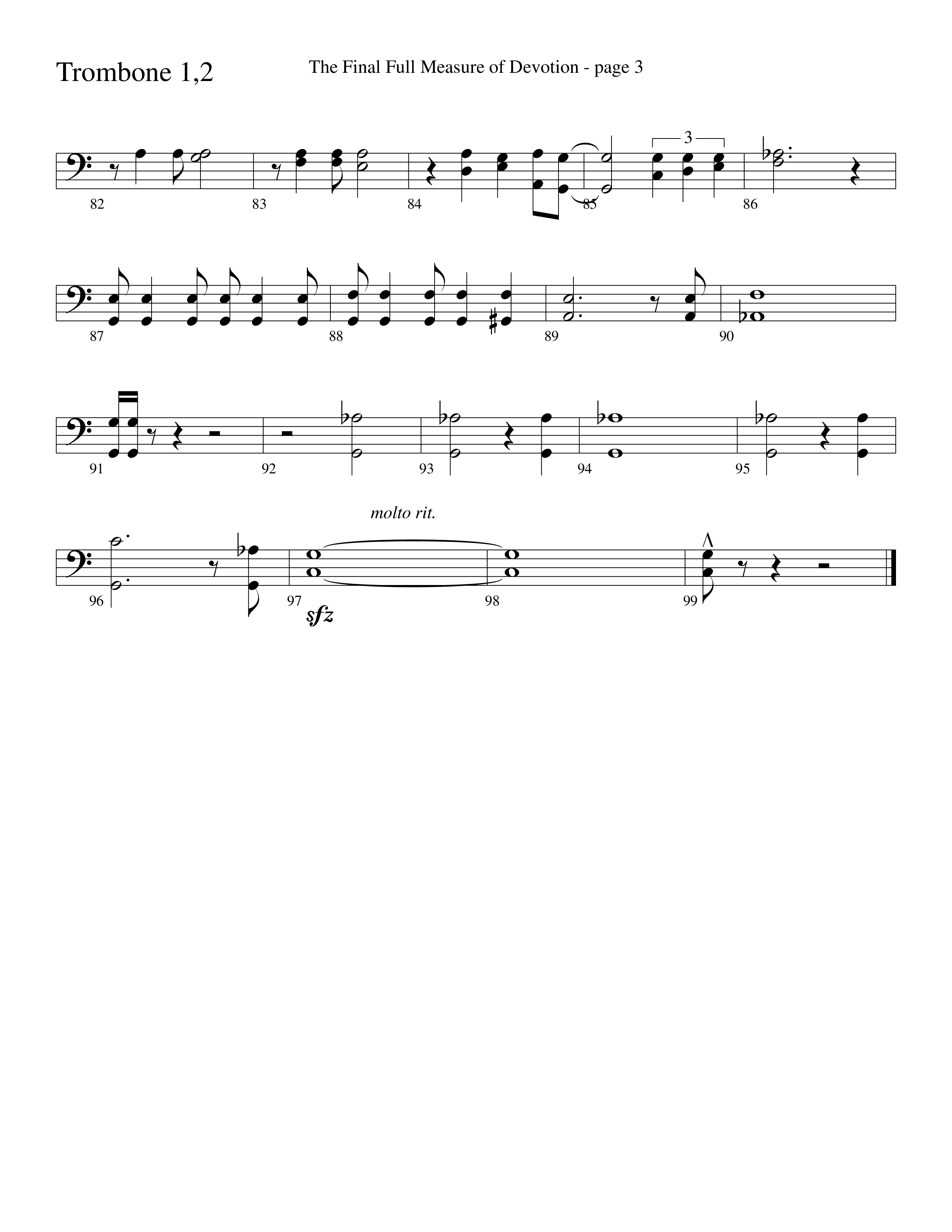 The Final Full Measure Of Devotion Trombone 1/2 (Word Music Choral / Arr. David Clydesdale)