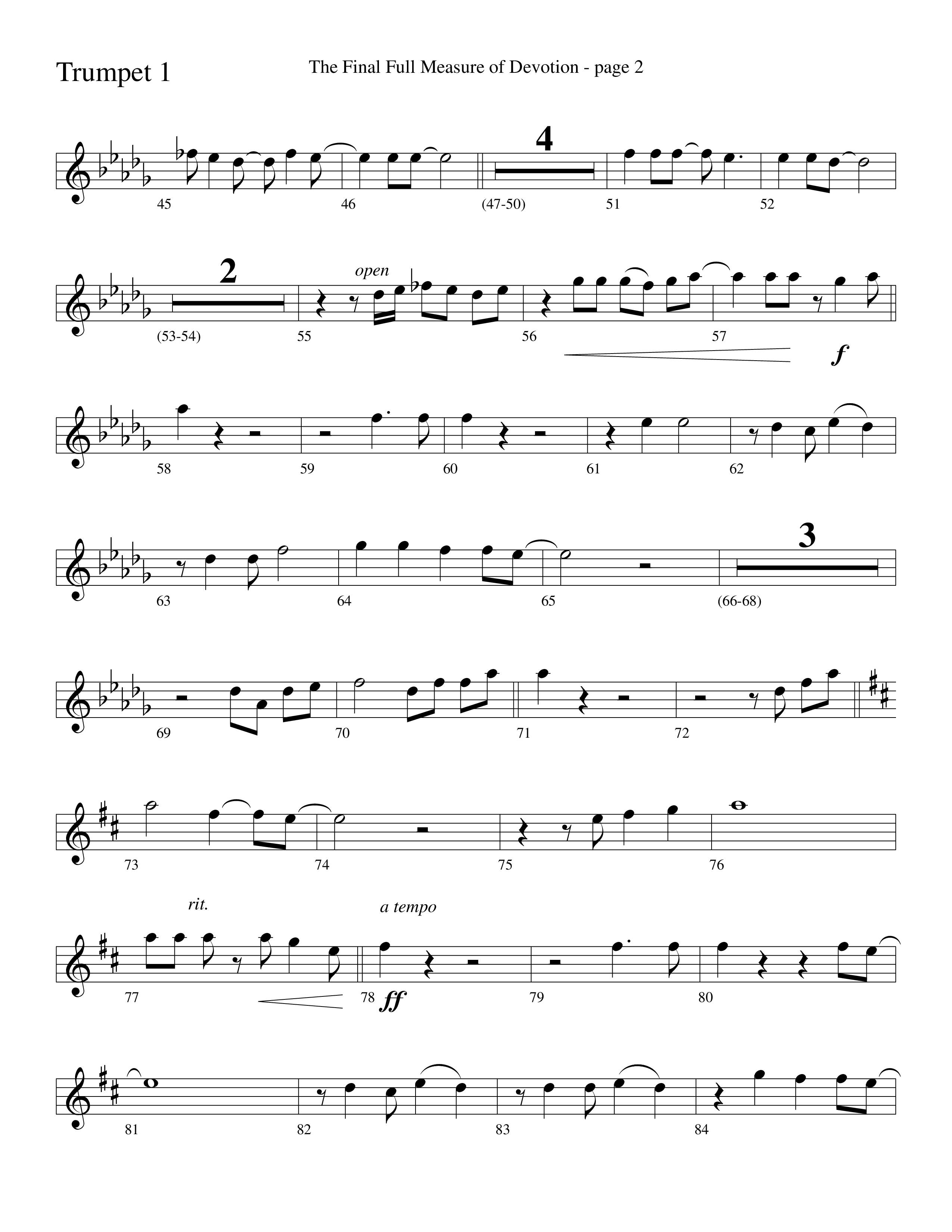 The Final Full Measure Of Devotion Trumpet 1 (Word Music Choral / Arr. David Clydesdale)