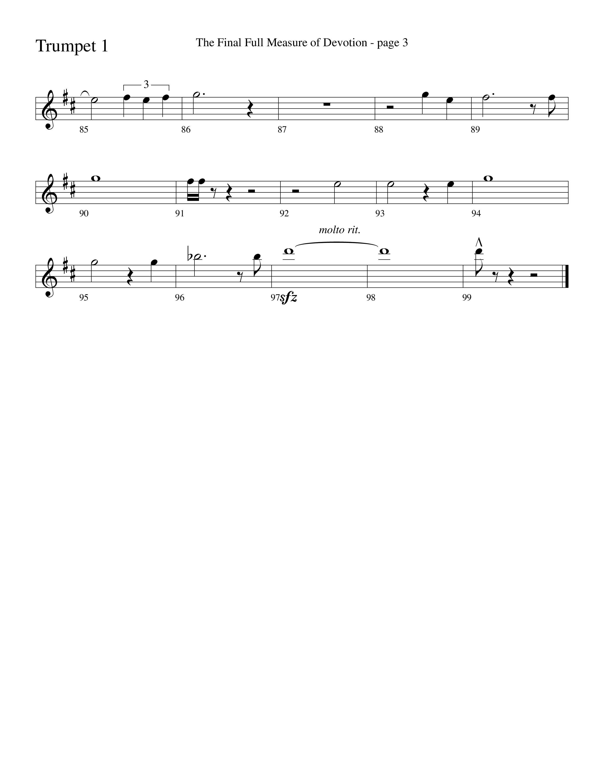 The Final Full Measure Of Devotion Trumpet 1 (Word Music Choral / Arr. David Clydesdale)