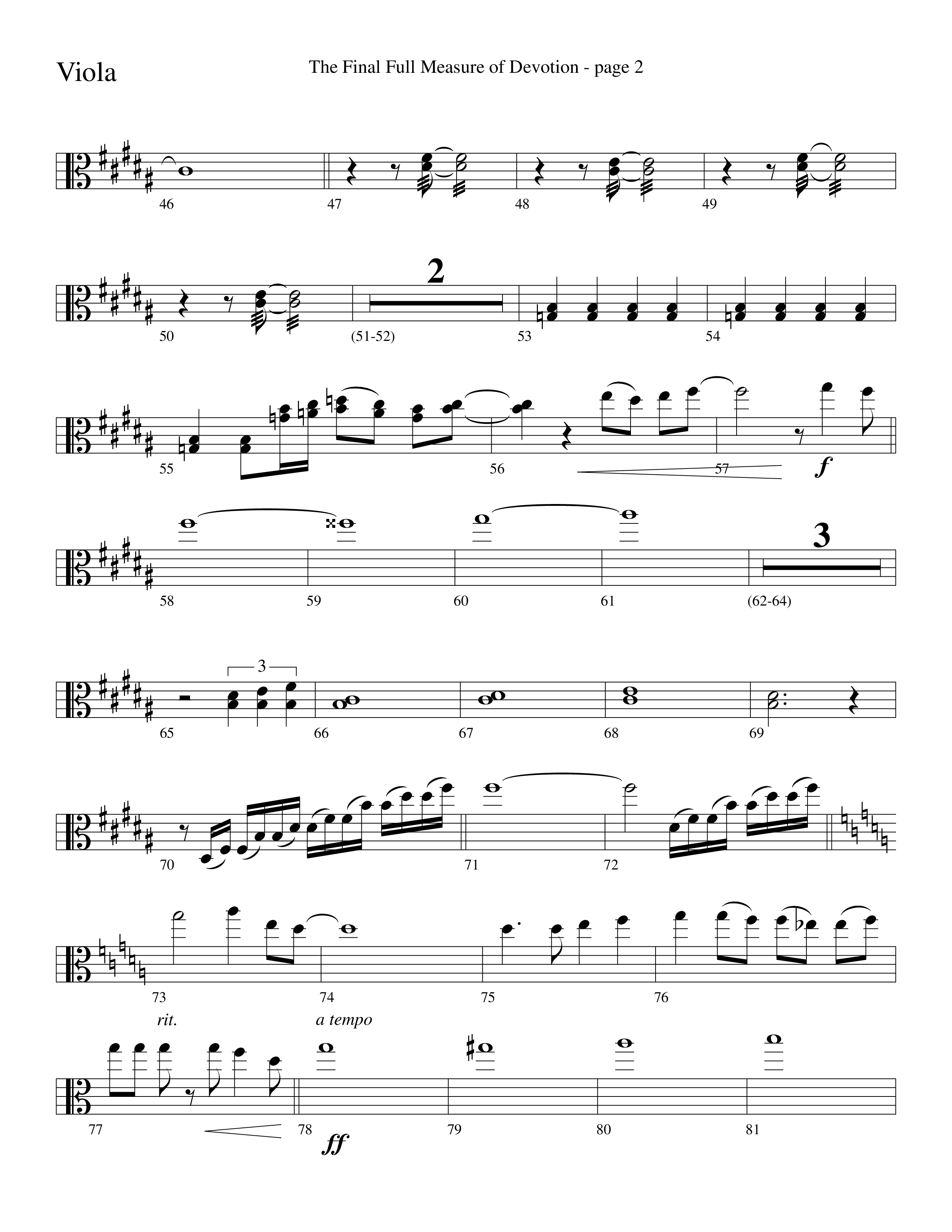 The Final Full Measure Of Devotion Viola (Word Music Choral / Arr. David Clydesdale)