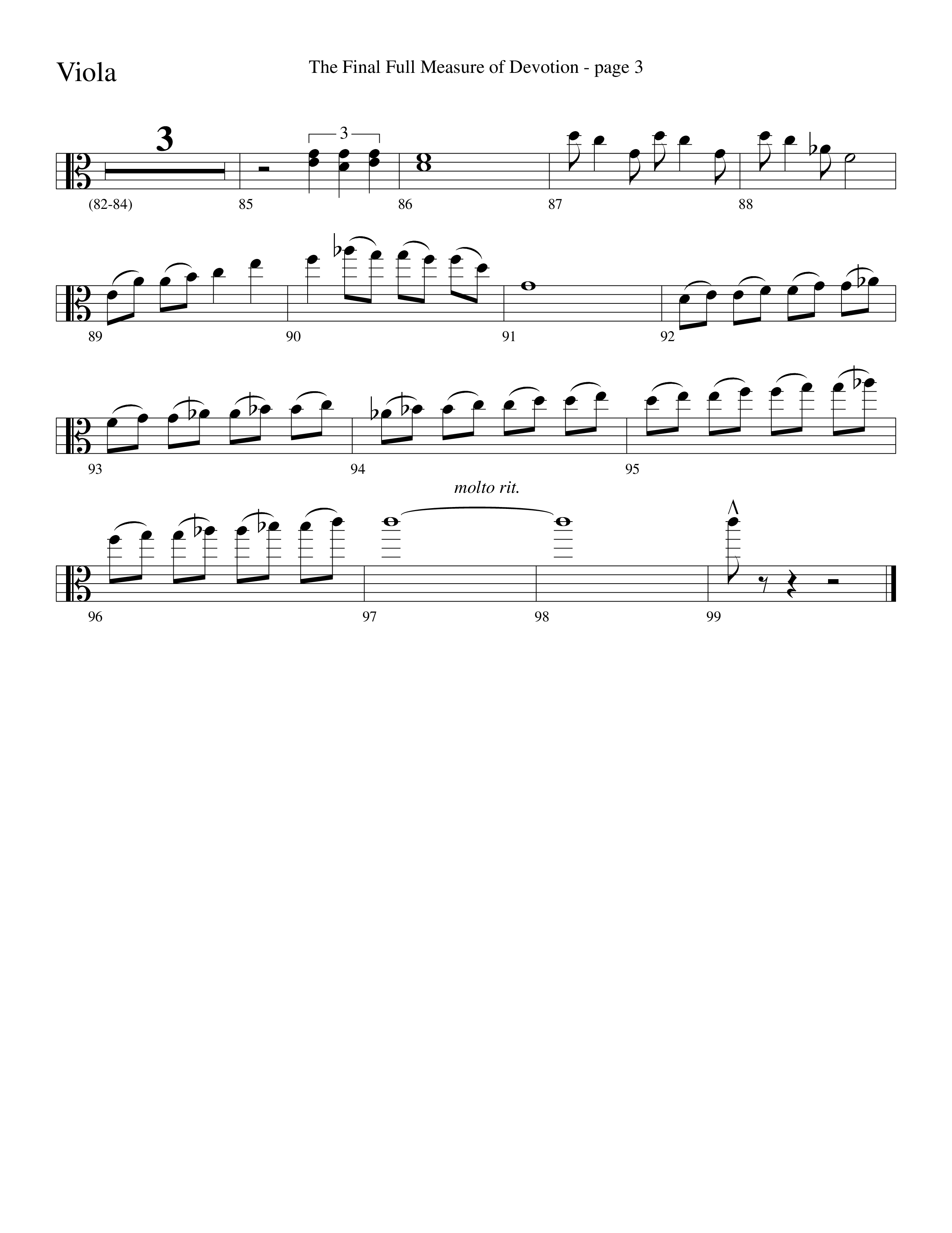 The Final Full Measure Of Devotion Viola (Word Music Choral / Arr. David Clydesdale)