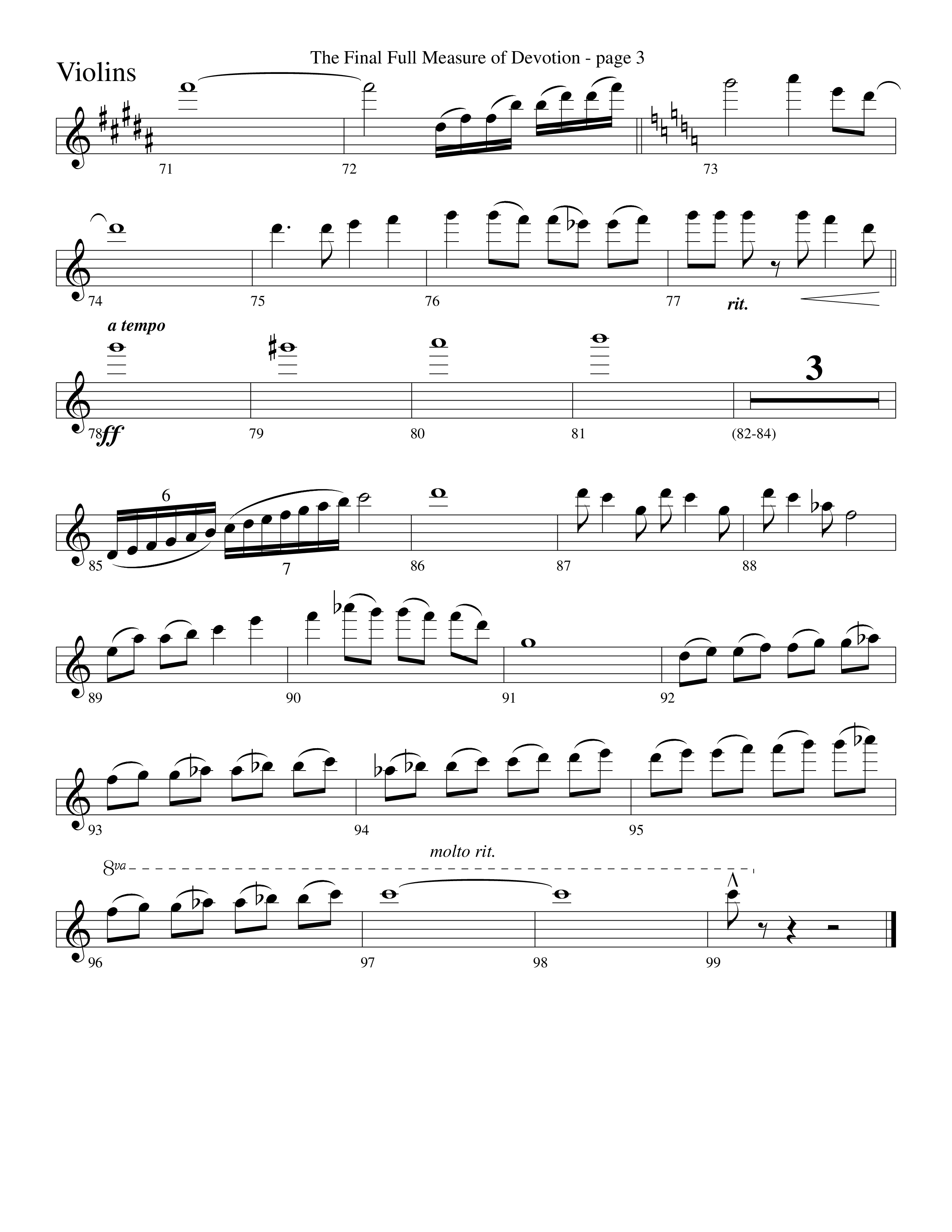 The Final Full Measure Of Devotion Violins (Word Music Choral / Arr. David Clydesdale)