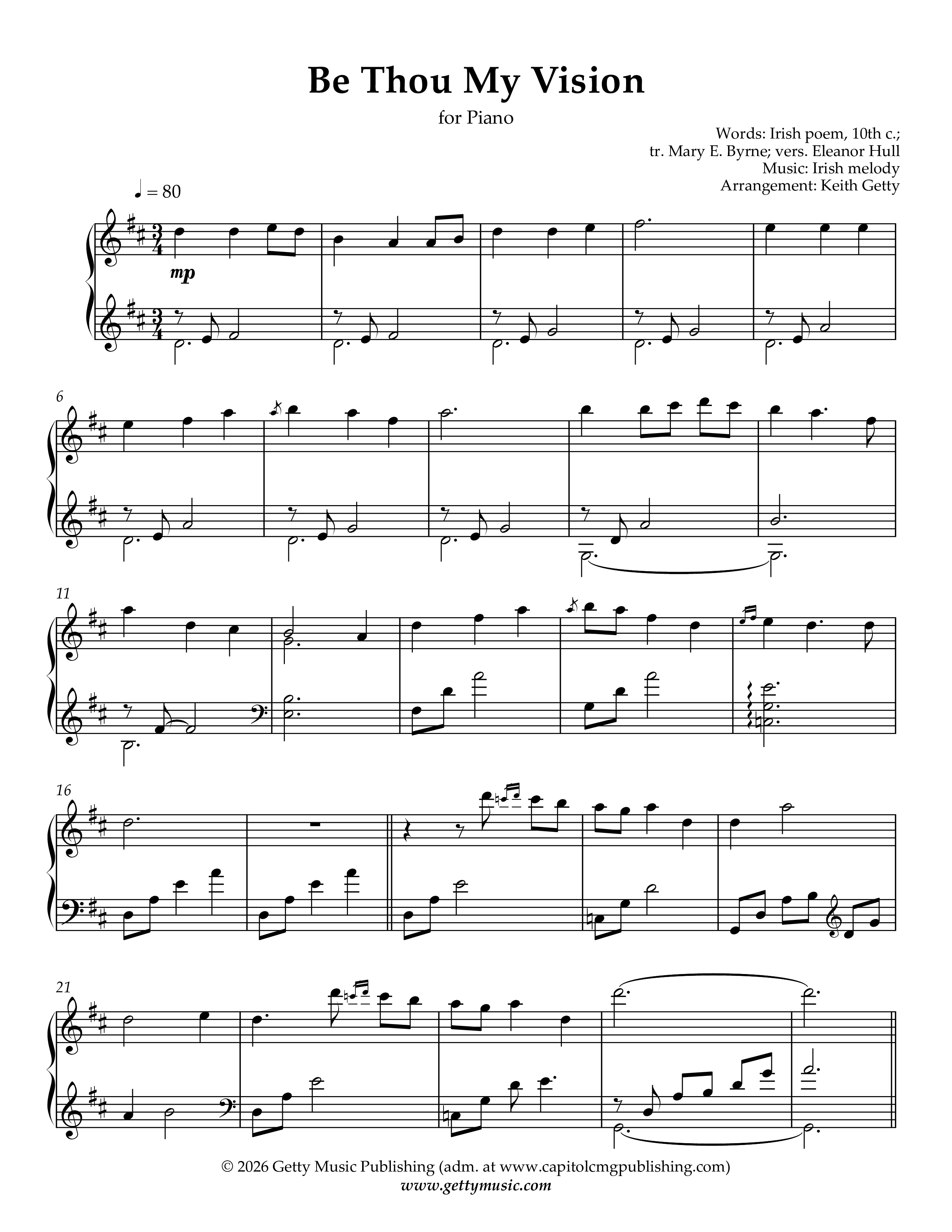 Be Thou My Vision (Piano) Piano Sheet (Keith & Kristyn Getty)