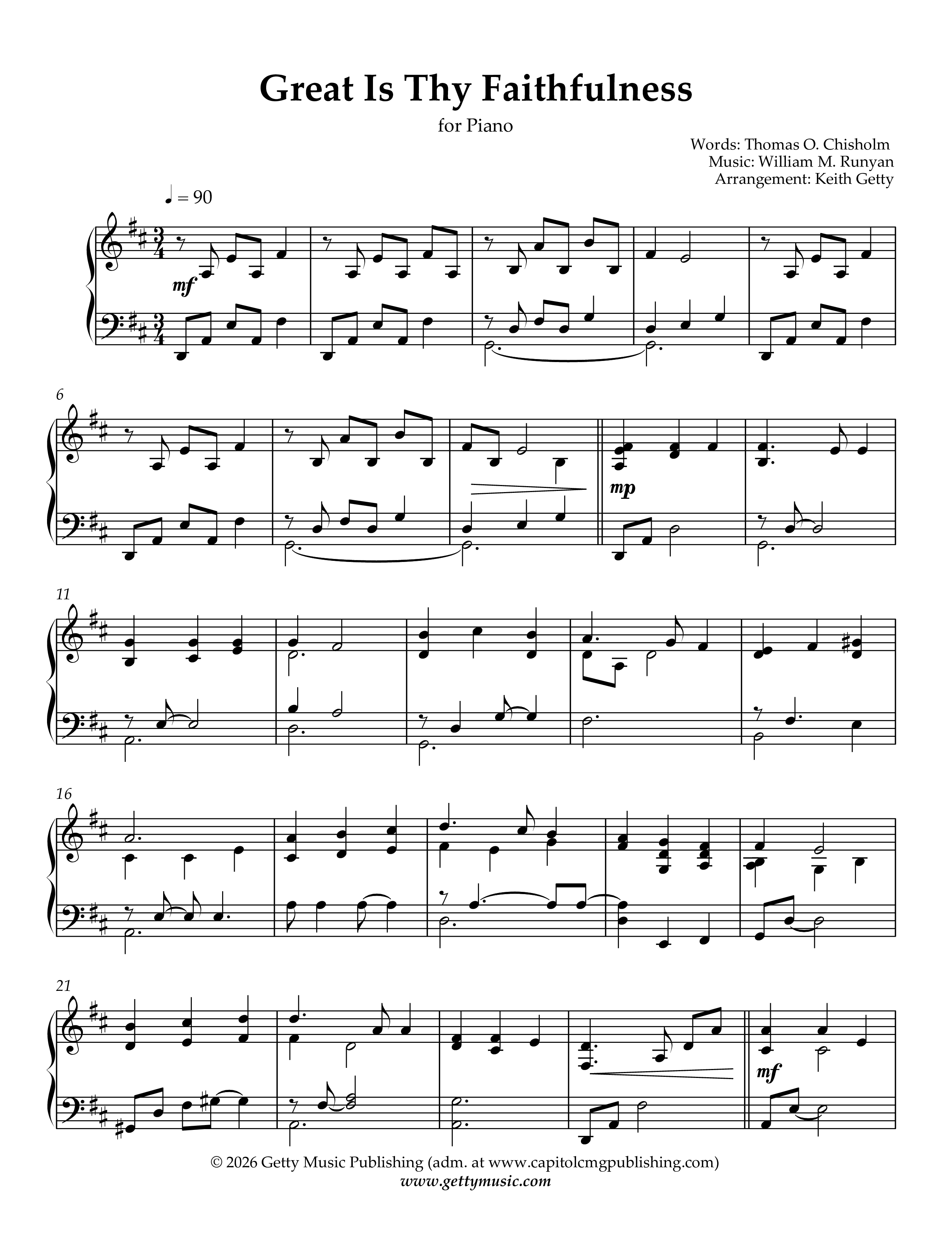 Great Is Thy Faithfulness (Piano) Piano Sheet (Keith & Kristyn Getty)