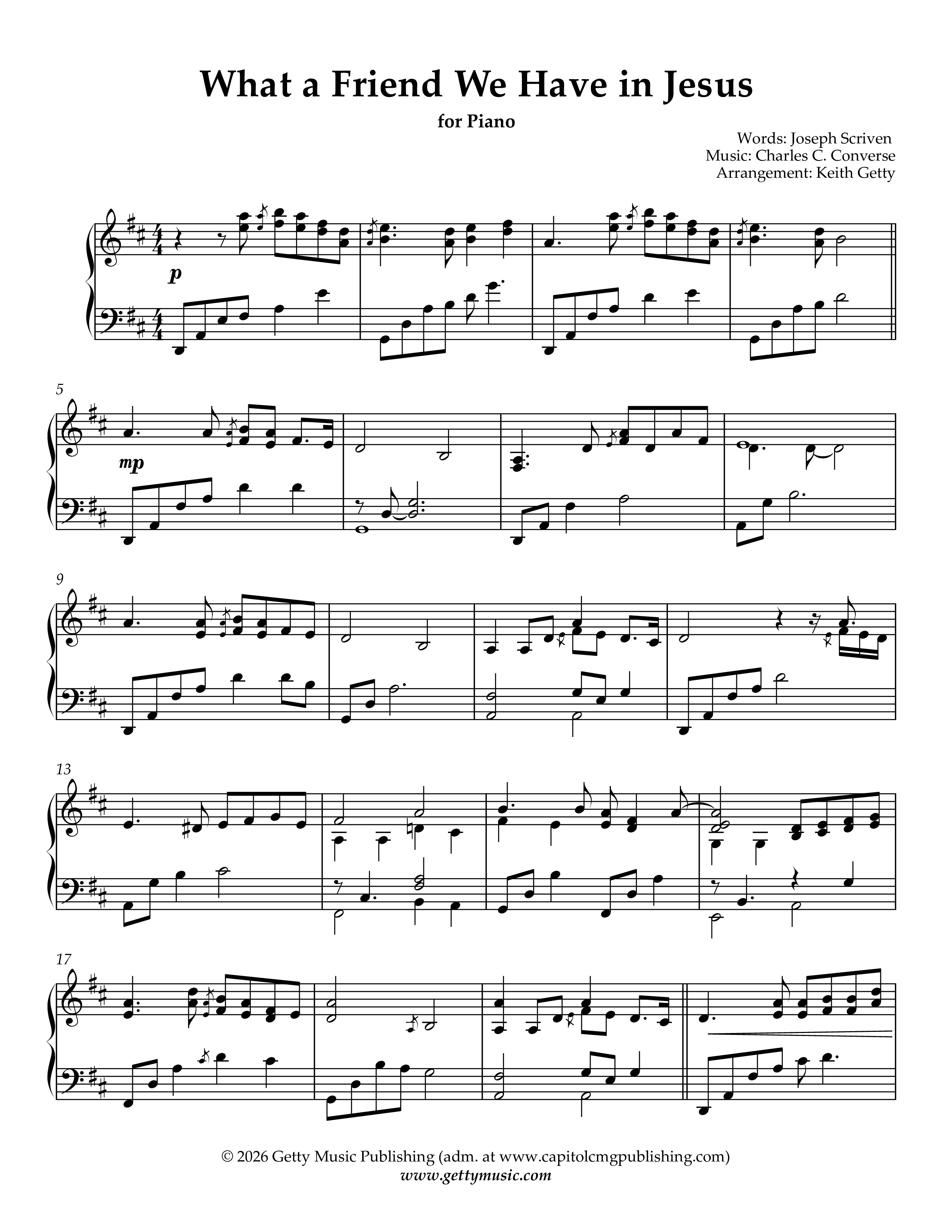 What A Friend We Have In Jesus (Piano) Piano Sheet (Keith & Kristyn Getty)