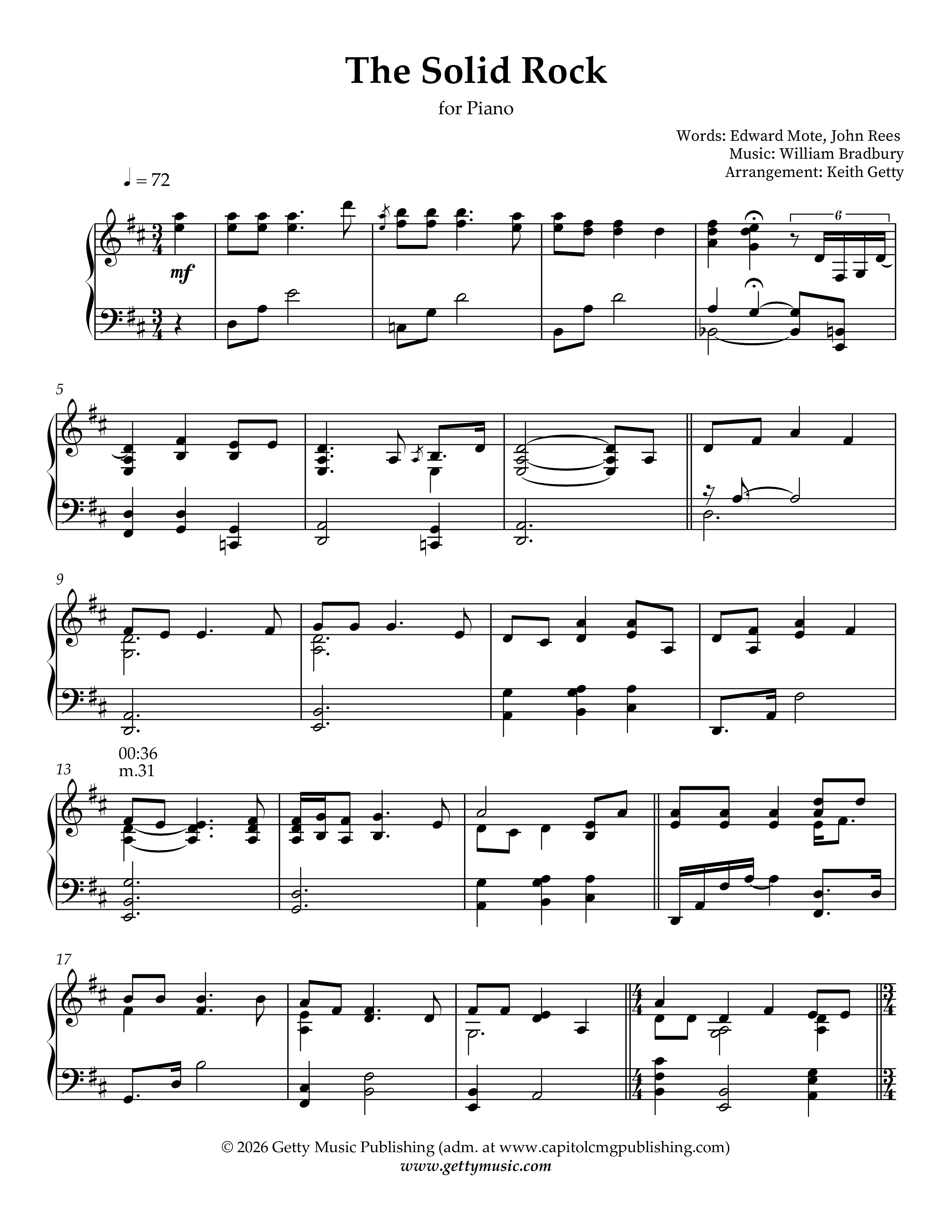 The Solid Rock (Piano) Piano Sheet (Keith & Kristyn Getty)