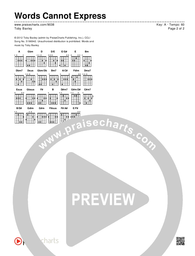 Words Cannot Express Chords & Lyrics (Toby Baxley)