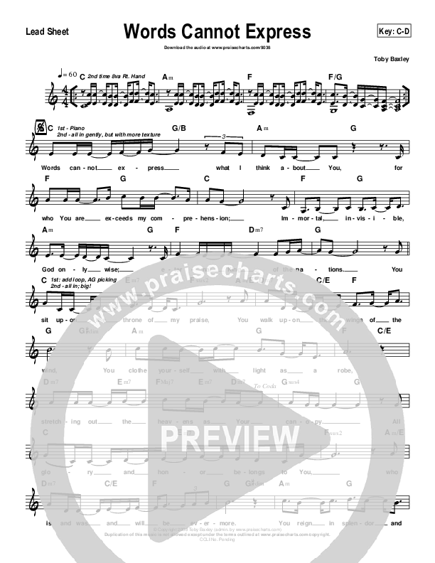 Words Cannot Express Lead & Piano (Toby Baxley)