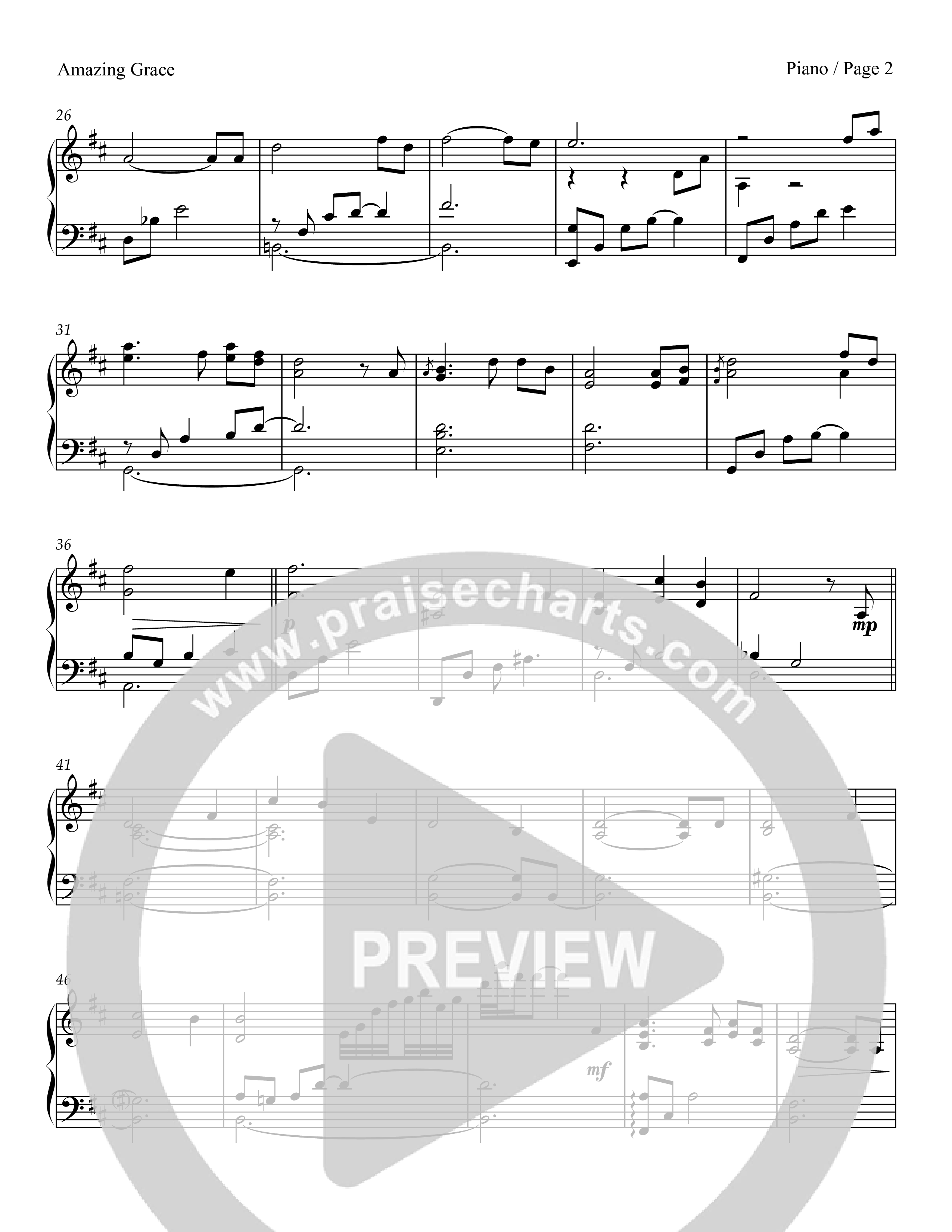 Amazing Grace (Piano) Piano Sheet (Keith & Kristyn Getty)